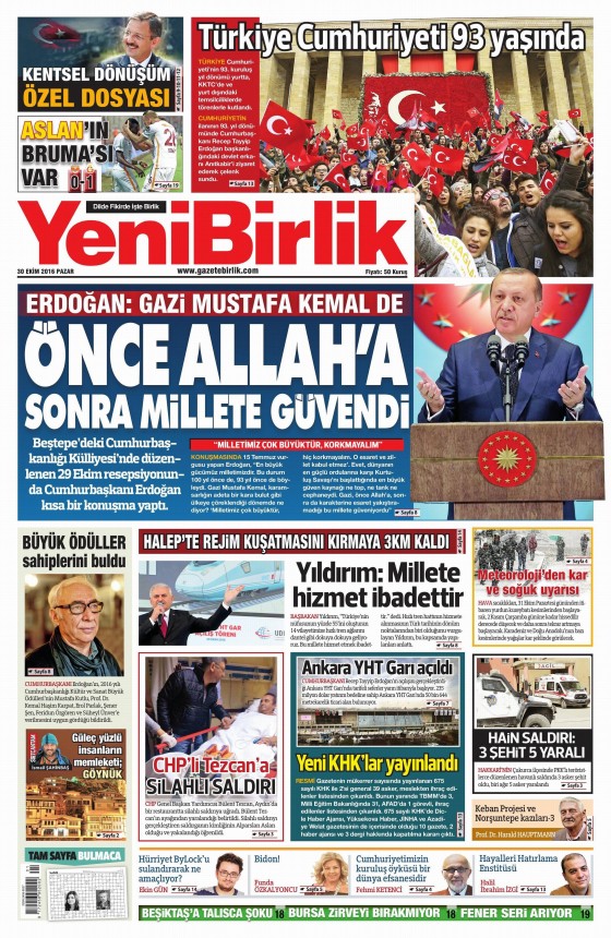30 Ekim 2016 gazete manşetleri - 12