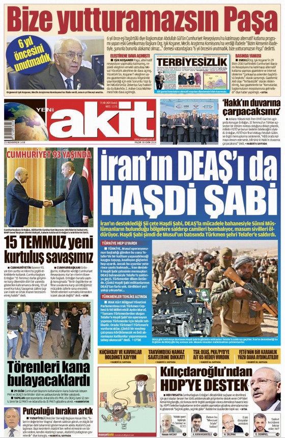 30 Ekim 2016 gazete manşetleri - 9