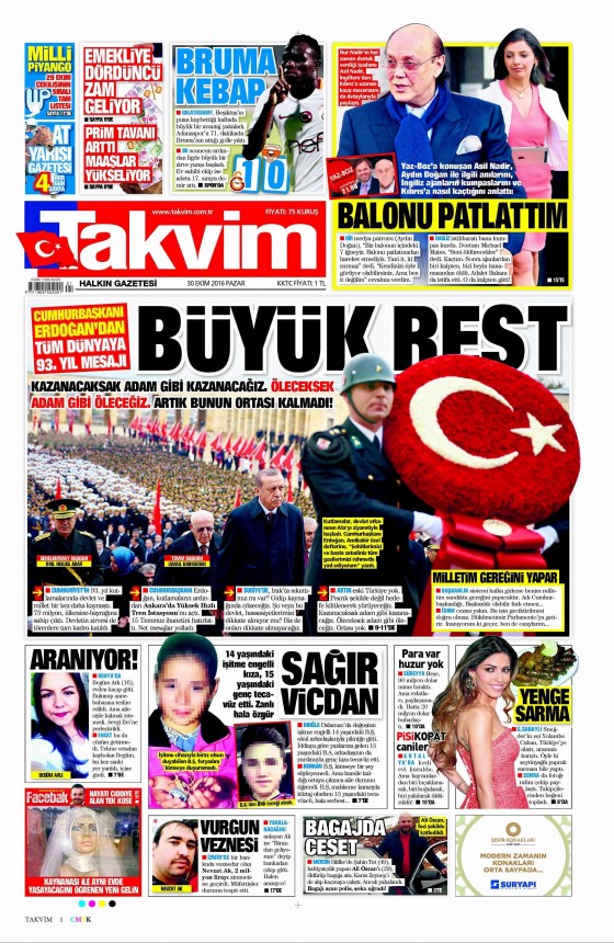 30 Ekim 2016 gazete manşetleri - 15