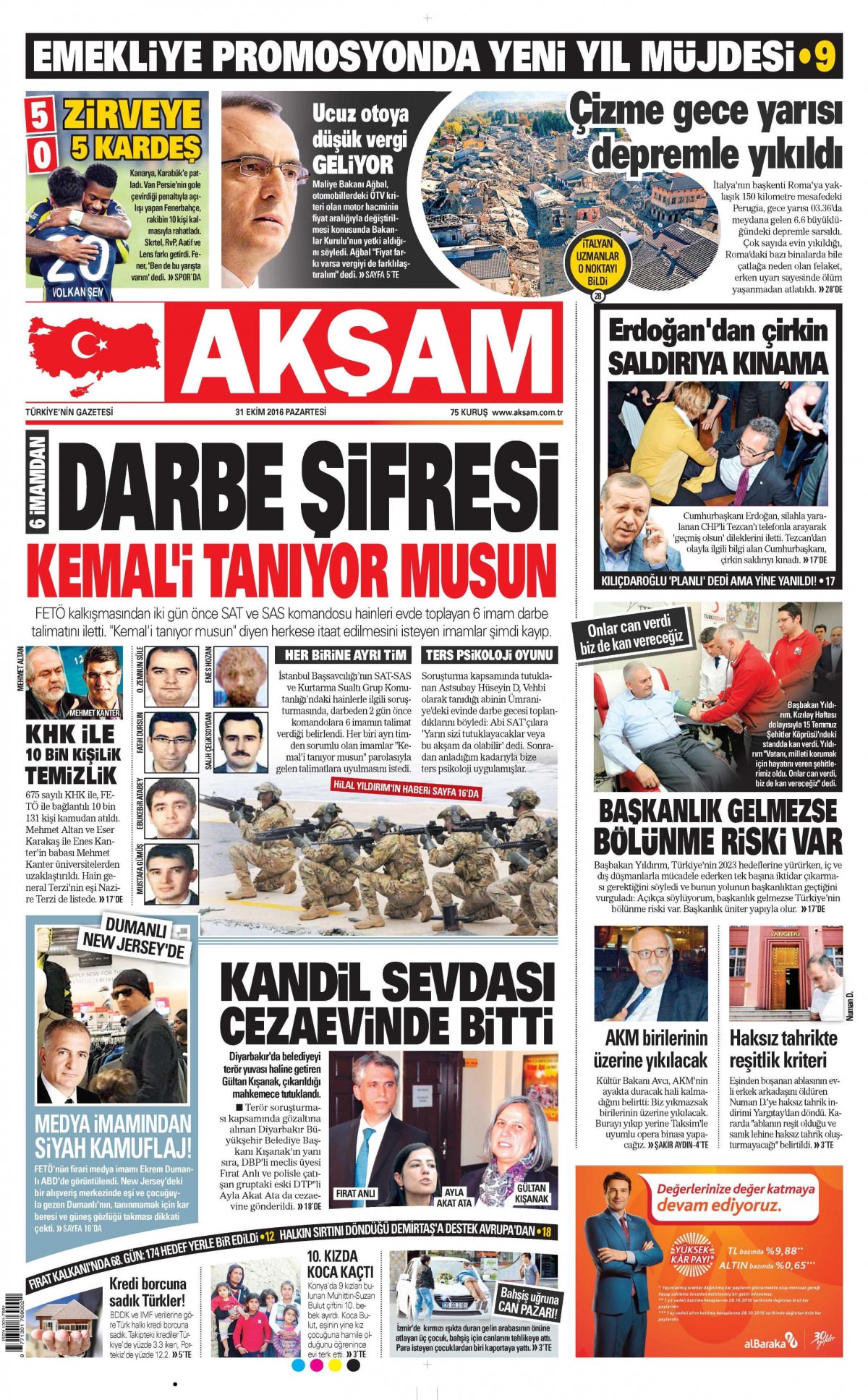 31 Ekim 2016 gazete manşetleri - 17