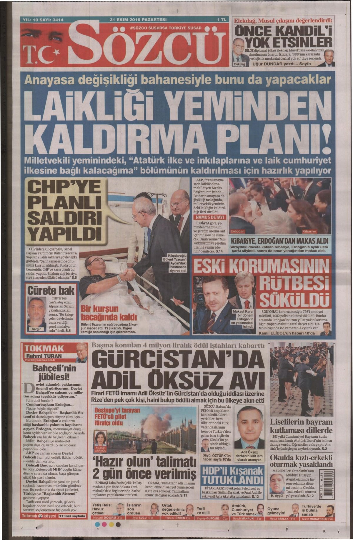 31 Ekim 2016 gazete manşetleri - 21