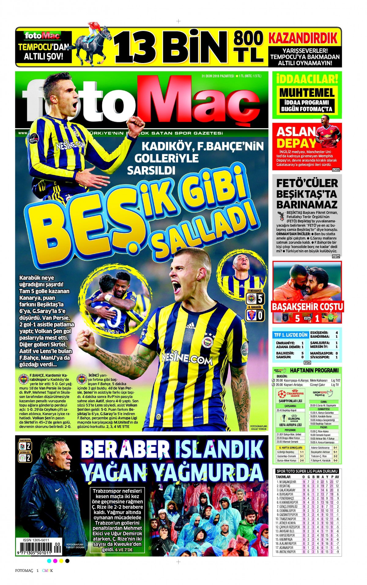 31 Ekim 2016 gazete manşetleri - 14