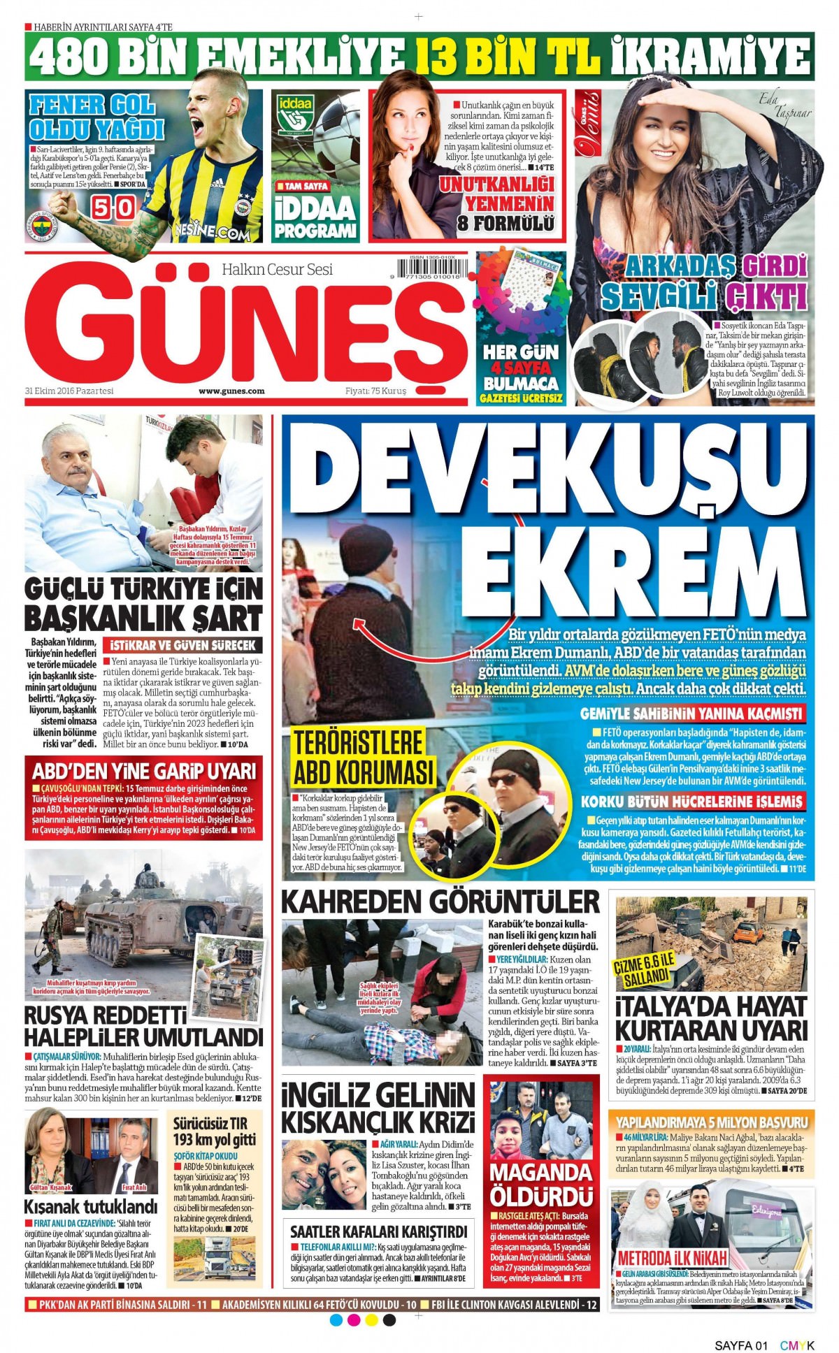 31 Ekim 2016 gazete manşetleri - 18