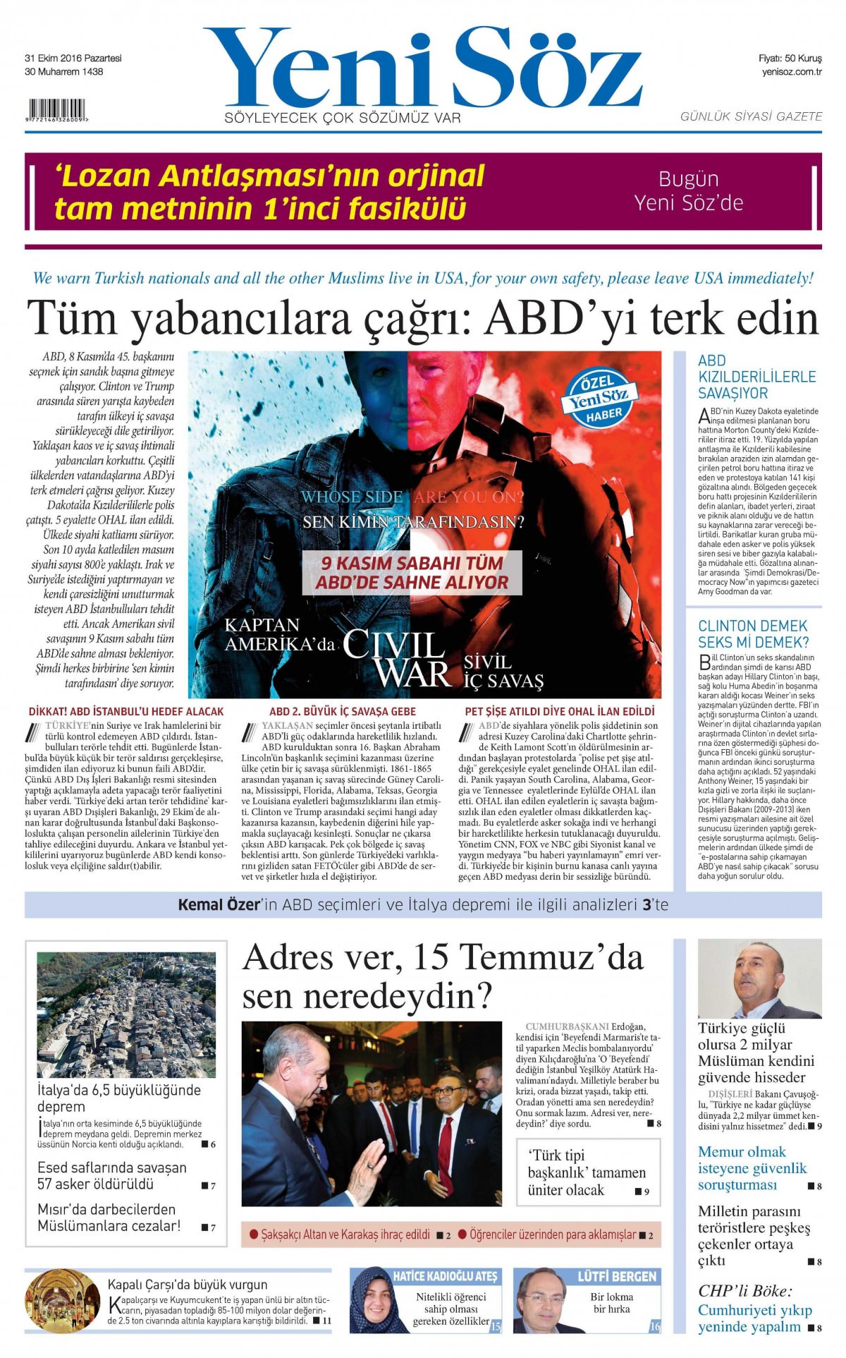 31 Ekim 2016 gazete manşetleri - 9