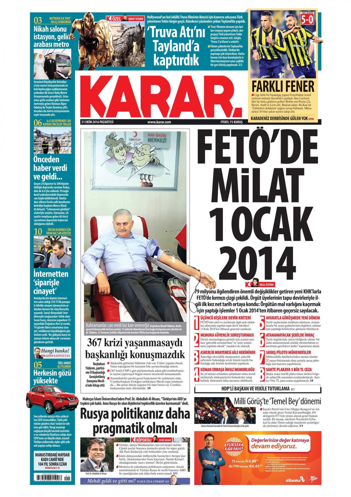 31 Ekim 2016 gazete manşetleri - 20