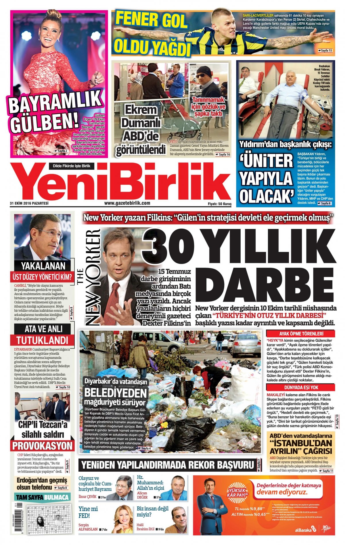 31 Ekim 2016 gazete manşetleri - 11