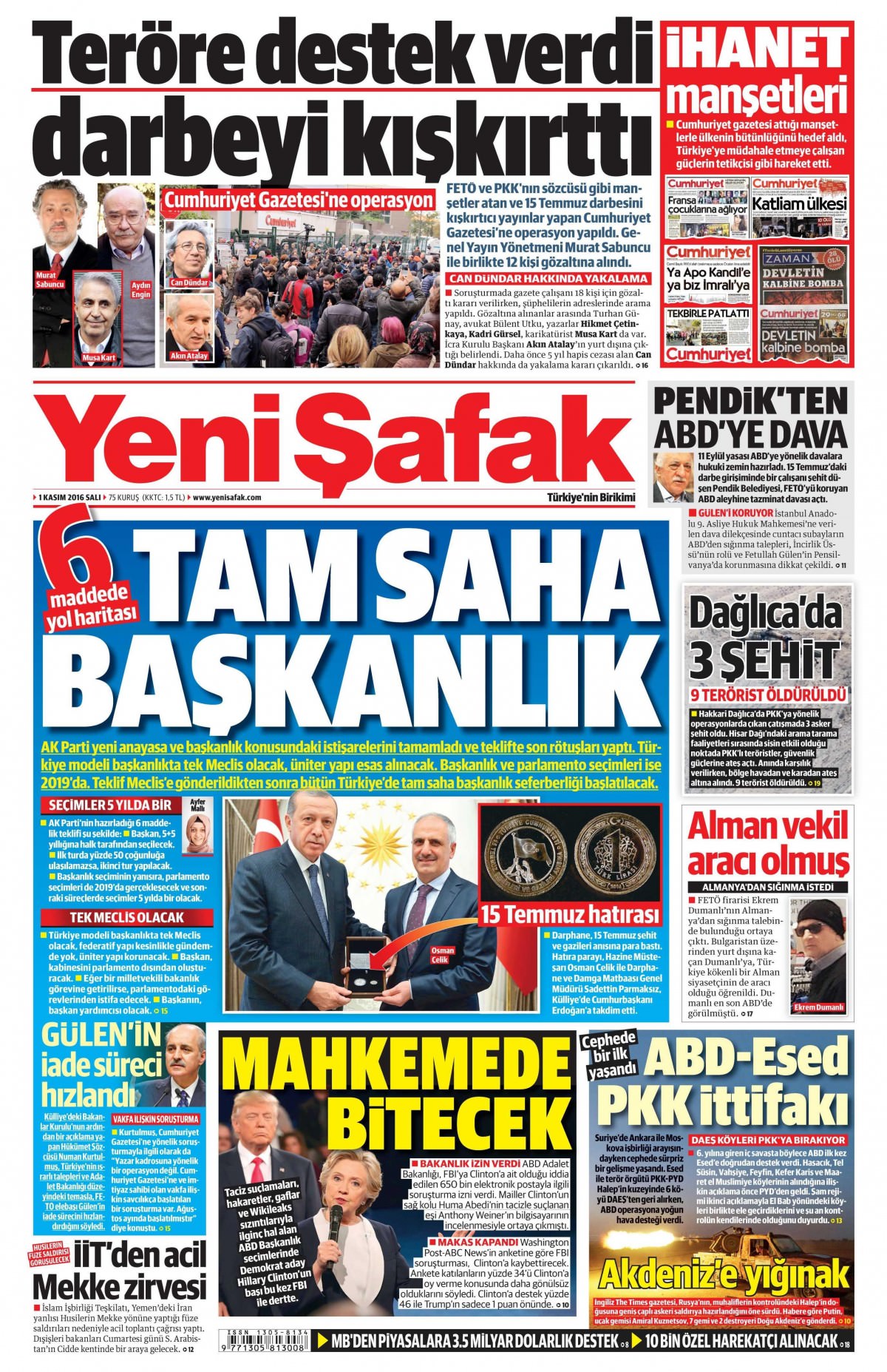 1 Kasım 2016 gazete manşetleri - 526
