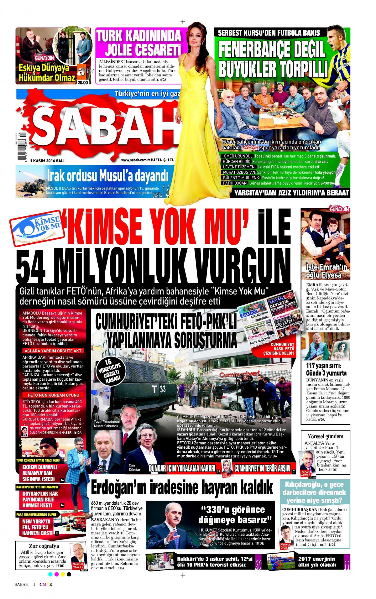 1 Kasım 2016 gazete manşetleri - 861