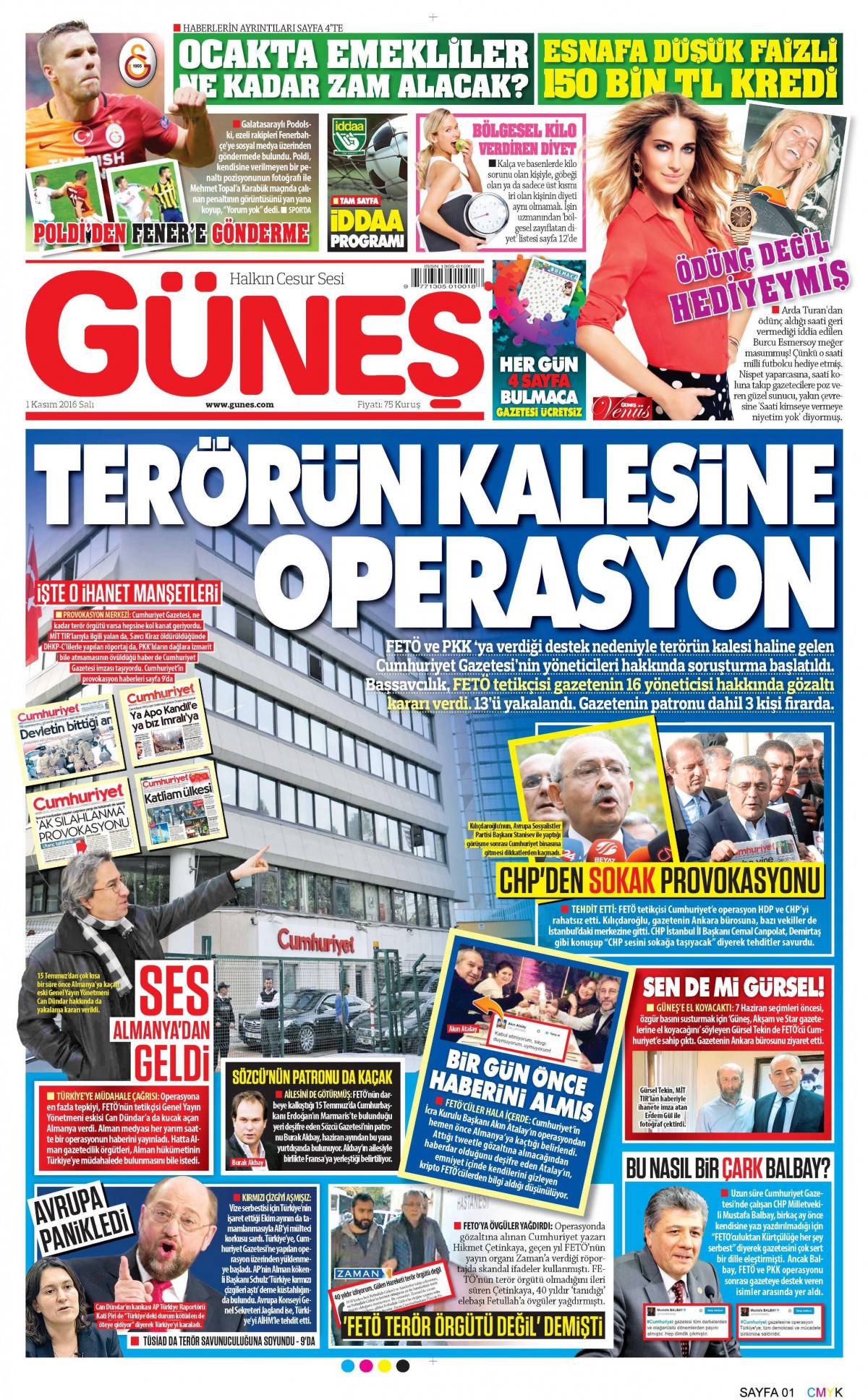 1 Kasım 2016 gazete manşetleri - 624