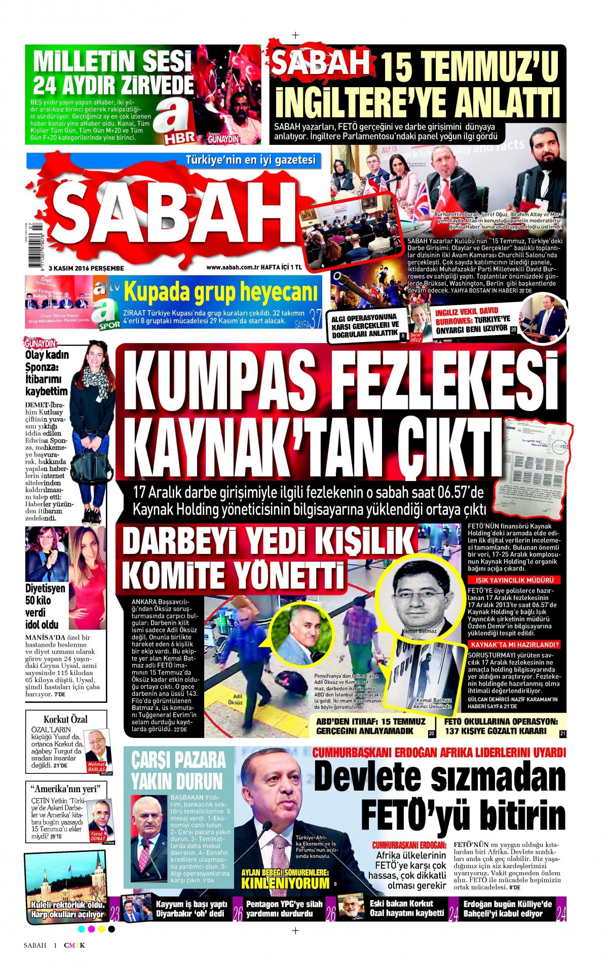 3 Kasım 2016 gazete manşetleri - 611