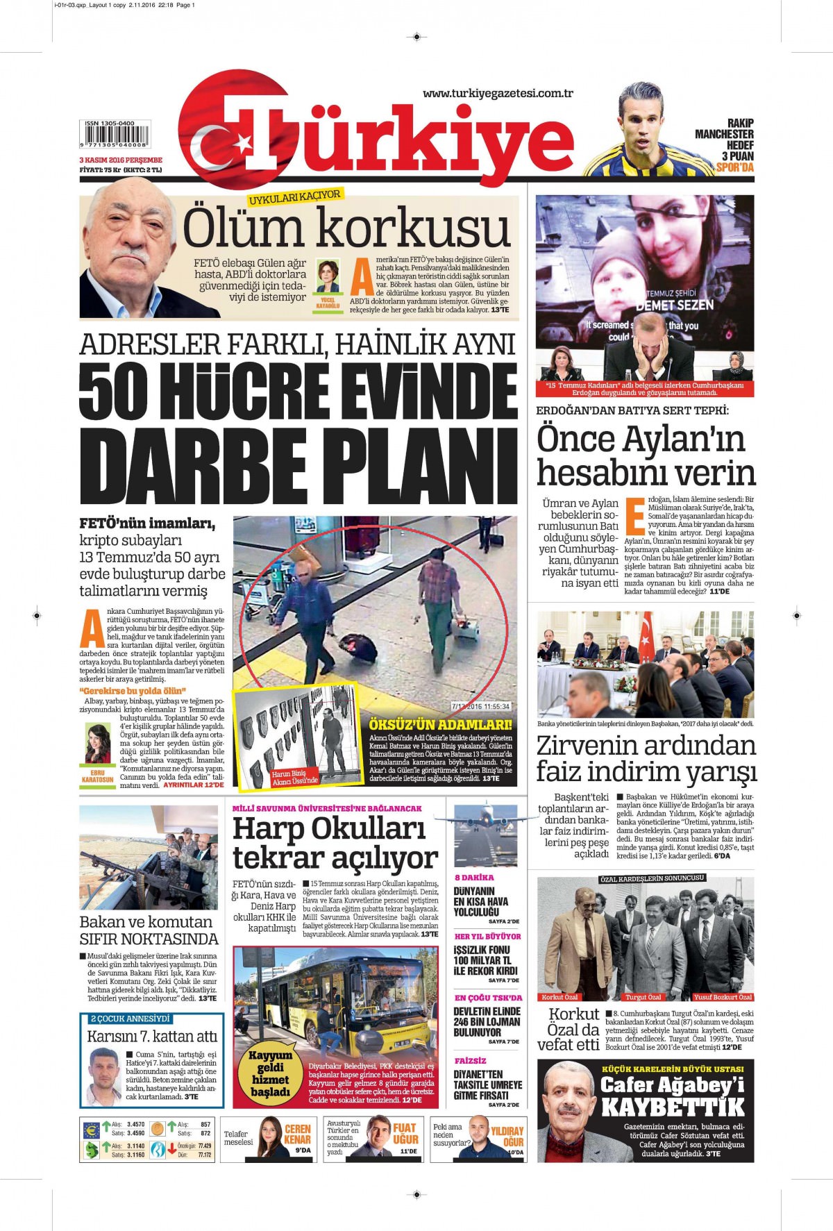 3 Kasım 2016 gazete manşetleri - 849