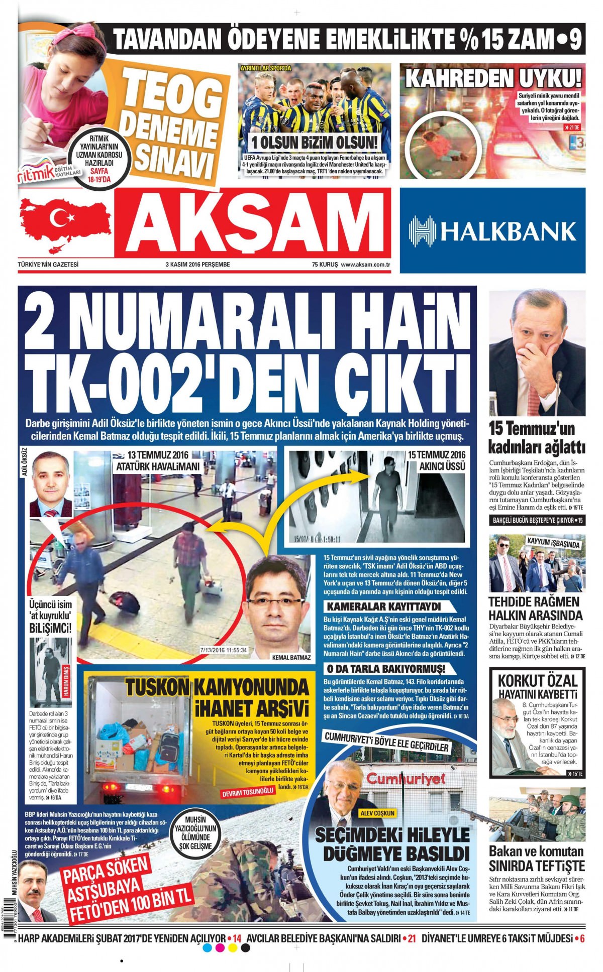 3 Kasım 2016 gazete manşetleri - 563