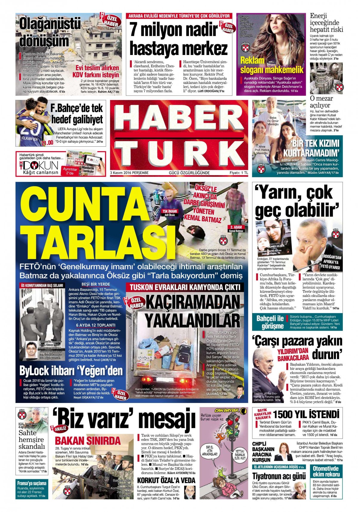 3 Kasım 2016 gazete manşetleri - 746