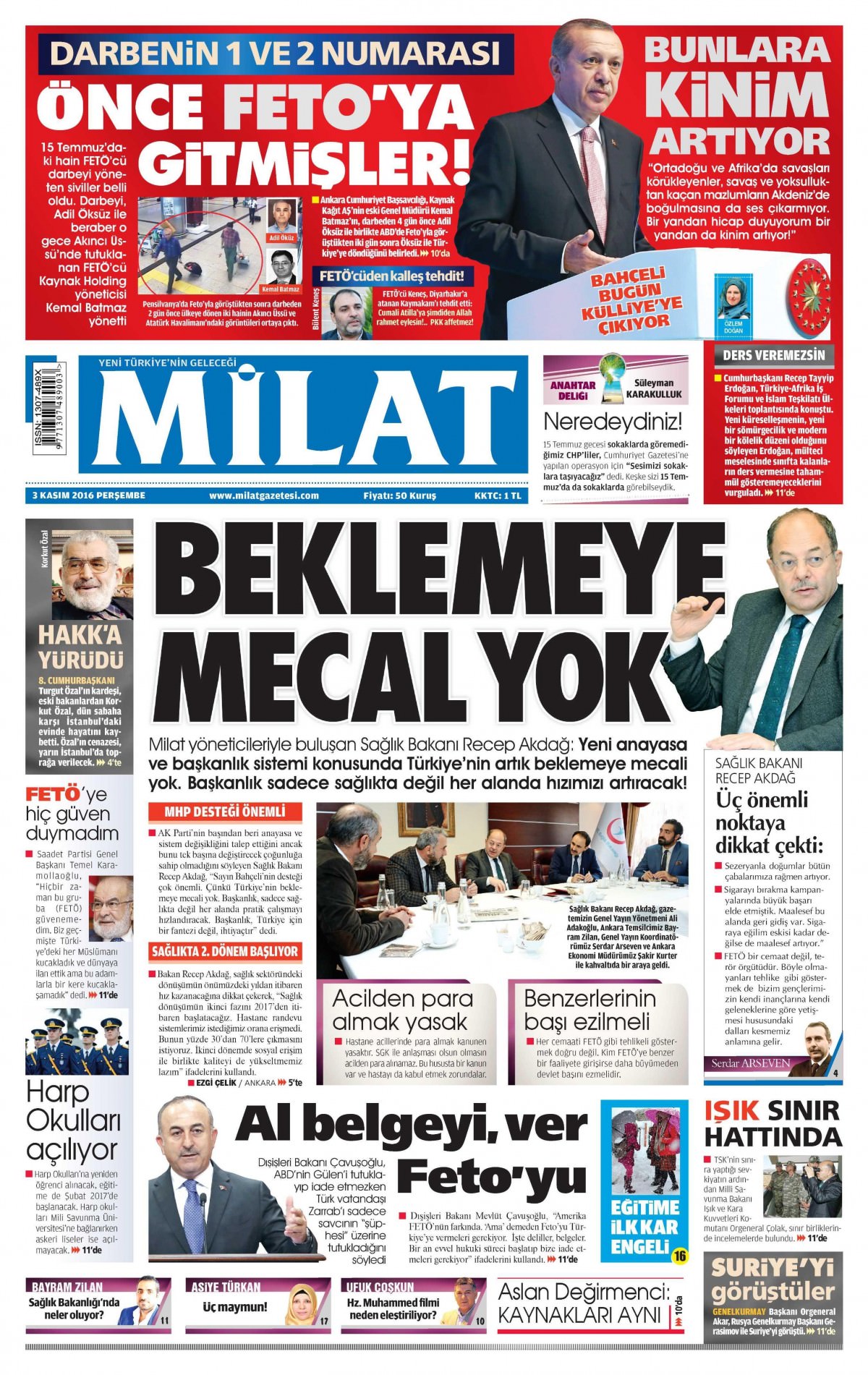 3 Kasım 2016 gazete manşetleri - 505
