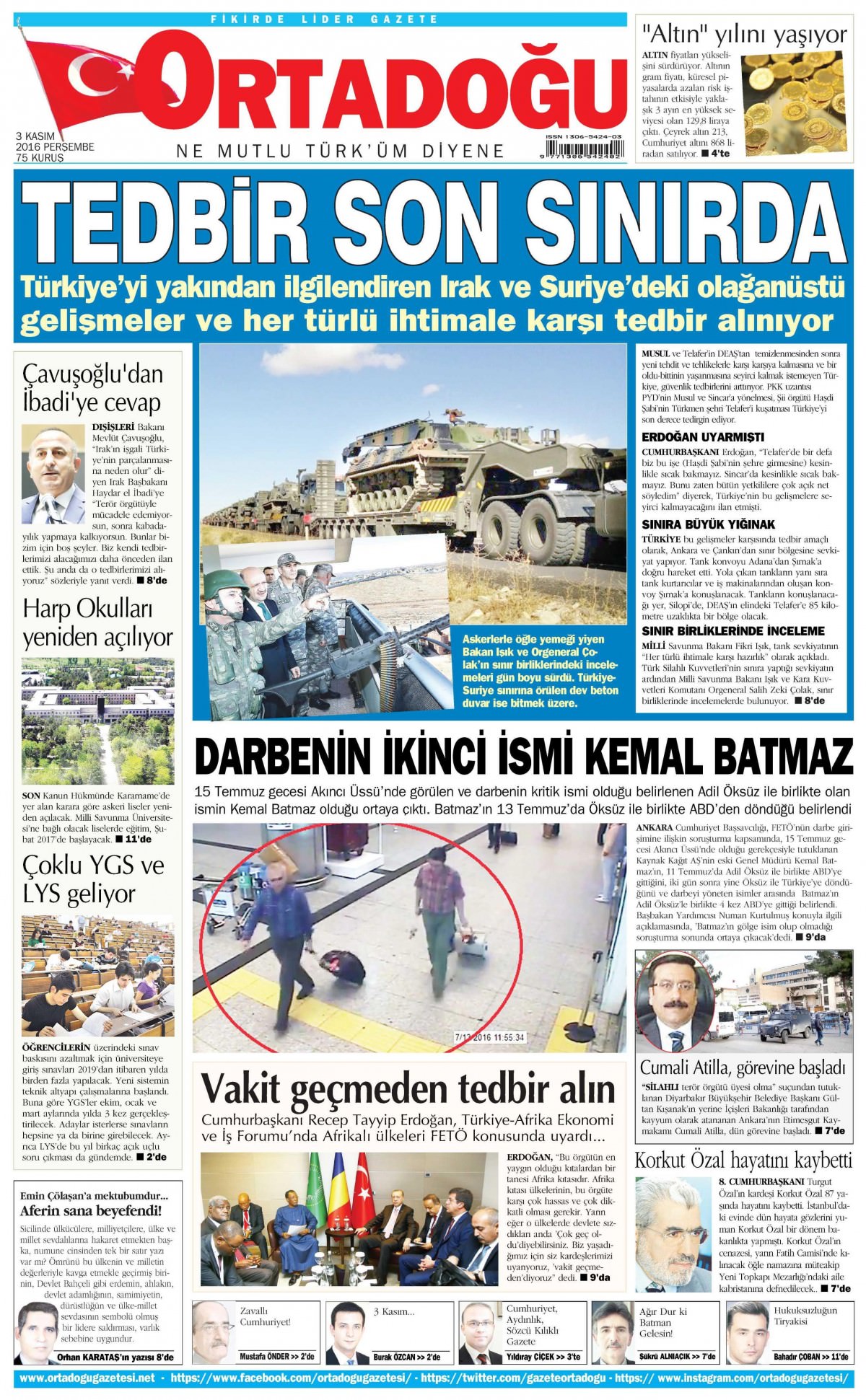 3 Kasım 2016 gazete manşetleri - 834