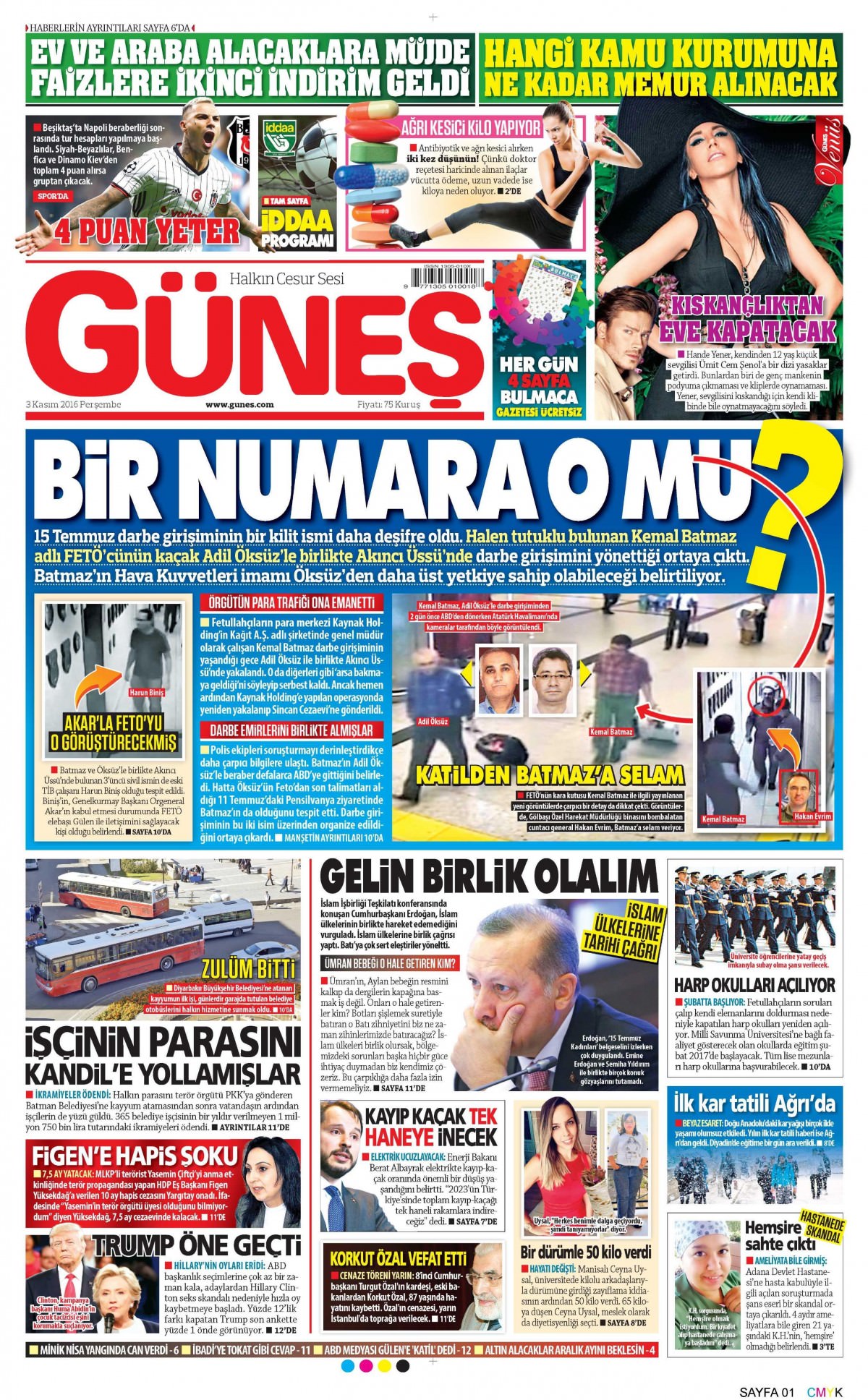 3 Kasım 2016 gazete manşetleri - 624