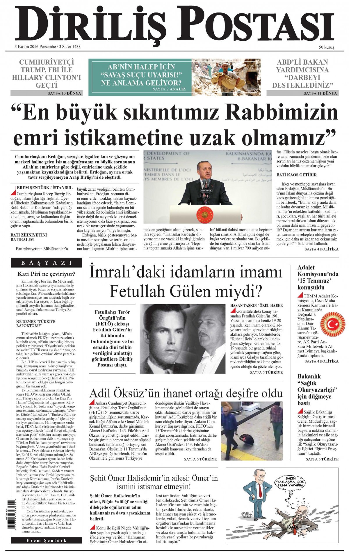 3 Kasım 2016 gazete manşetleri - 929