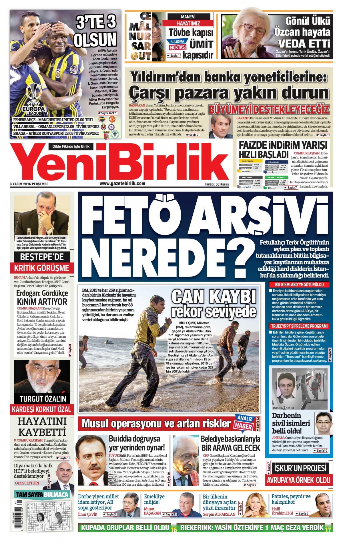 3 Kasım 2016 gazete manşetleri - 833