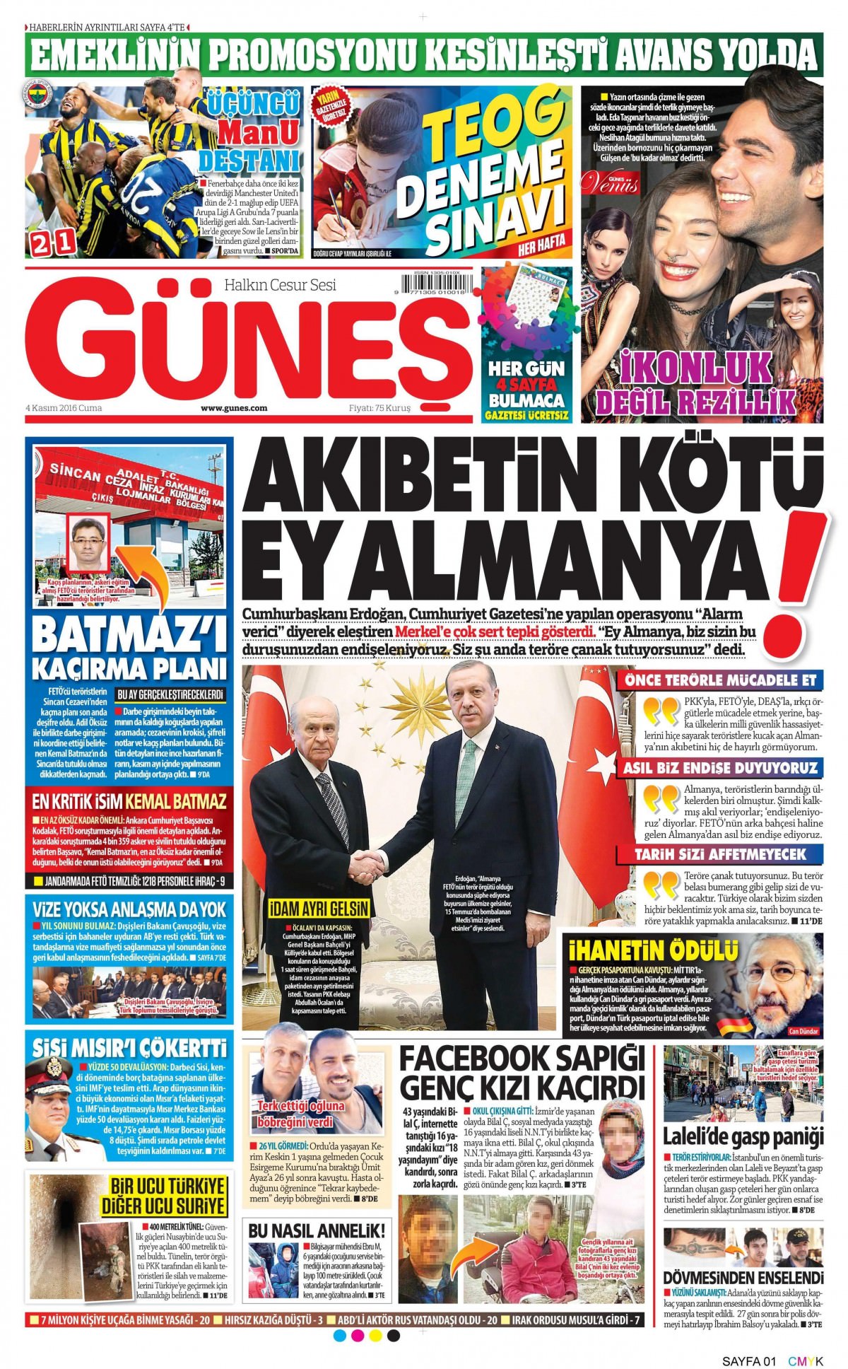 4 Kasım 2016 gazete manşetleri - 916