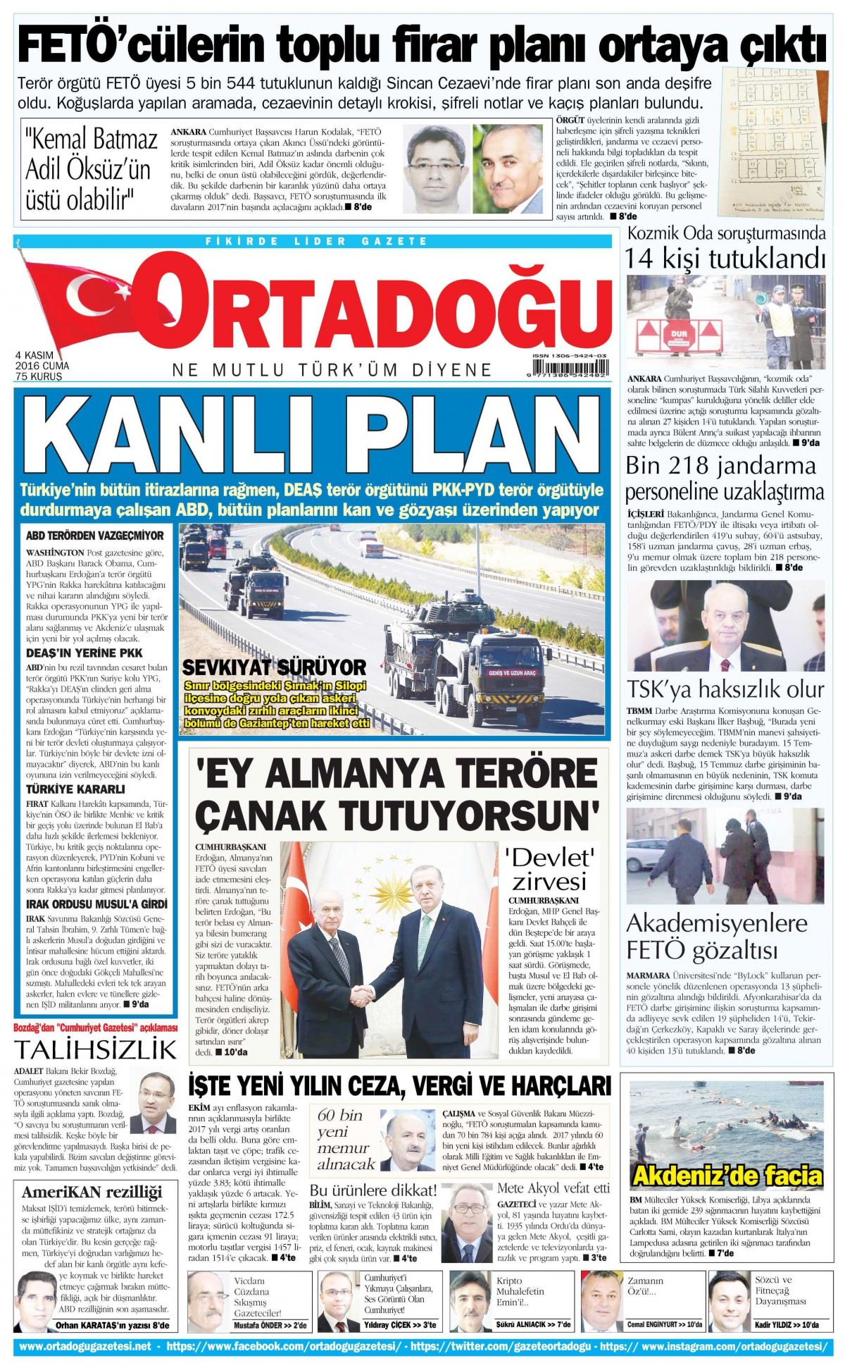 4 Kasım 2016 gazete manşetleri - 753