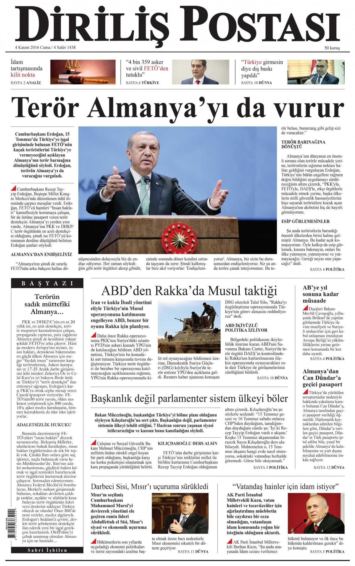 4 Kasım 2016 gazete manşetleri - 687