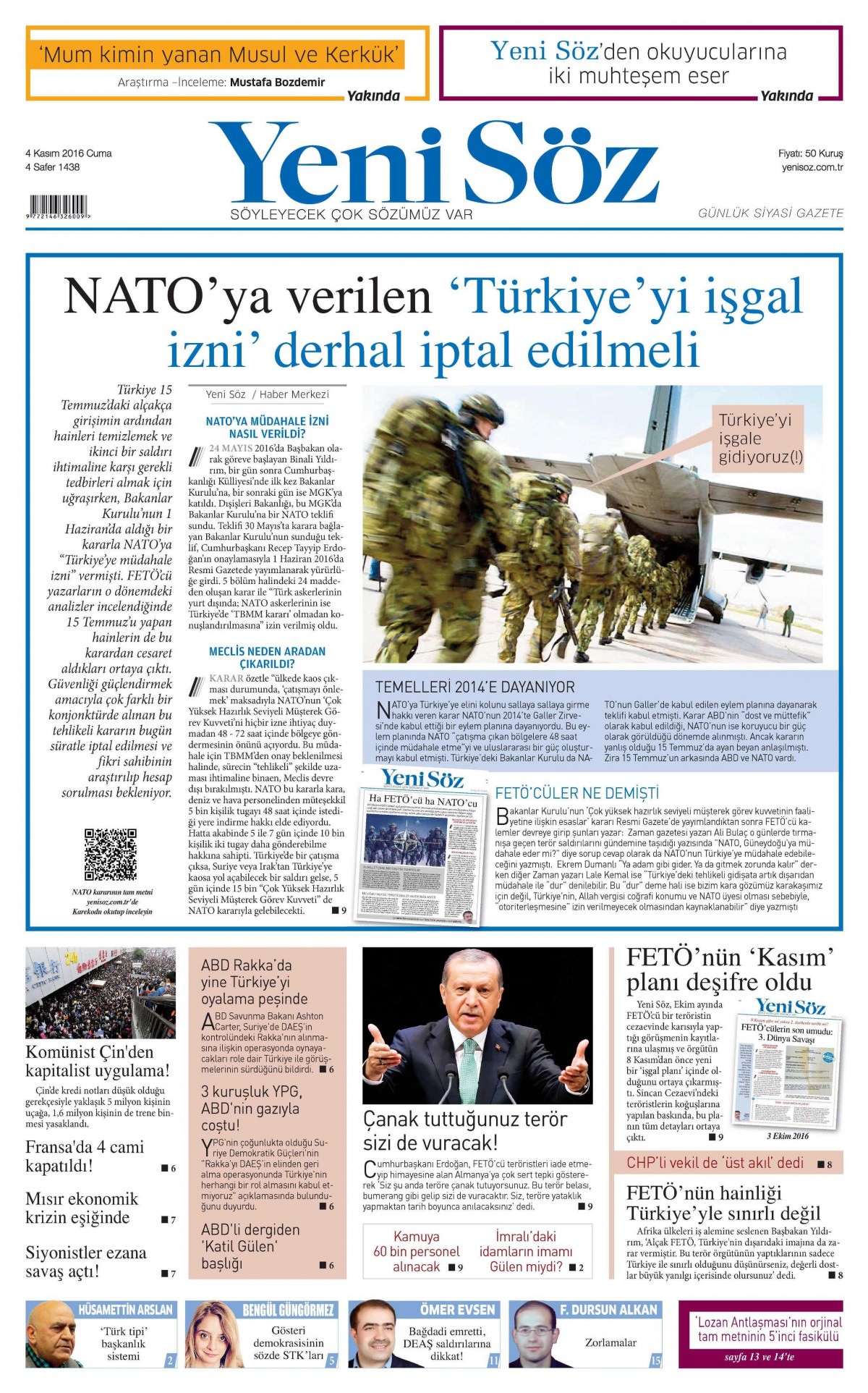 4 Kasım 2016 gazete manşetleri - 900