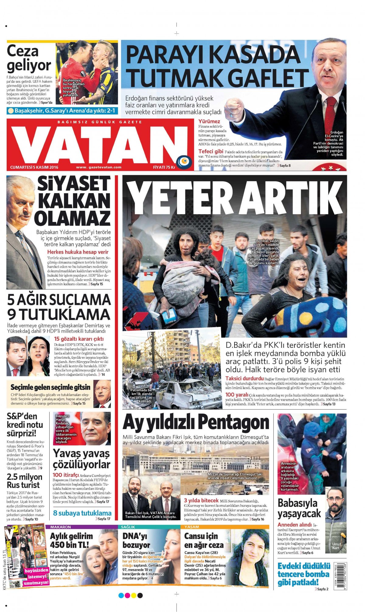 5 Kasım 2016 gazete manşetleri - 708