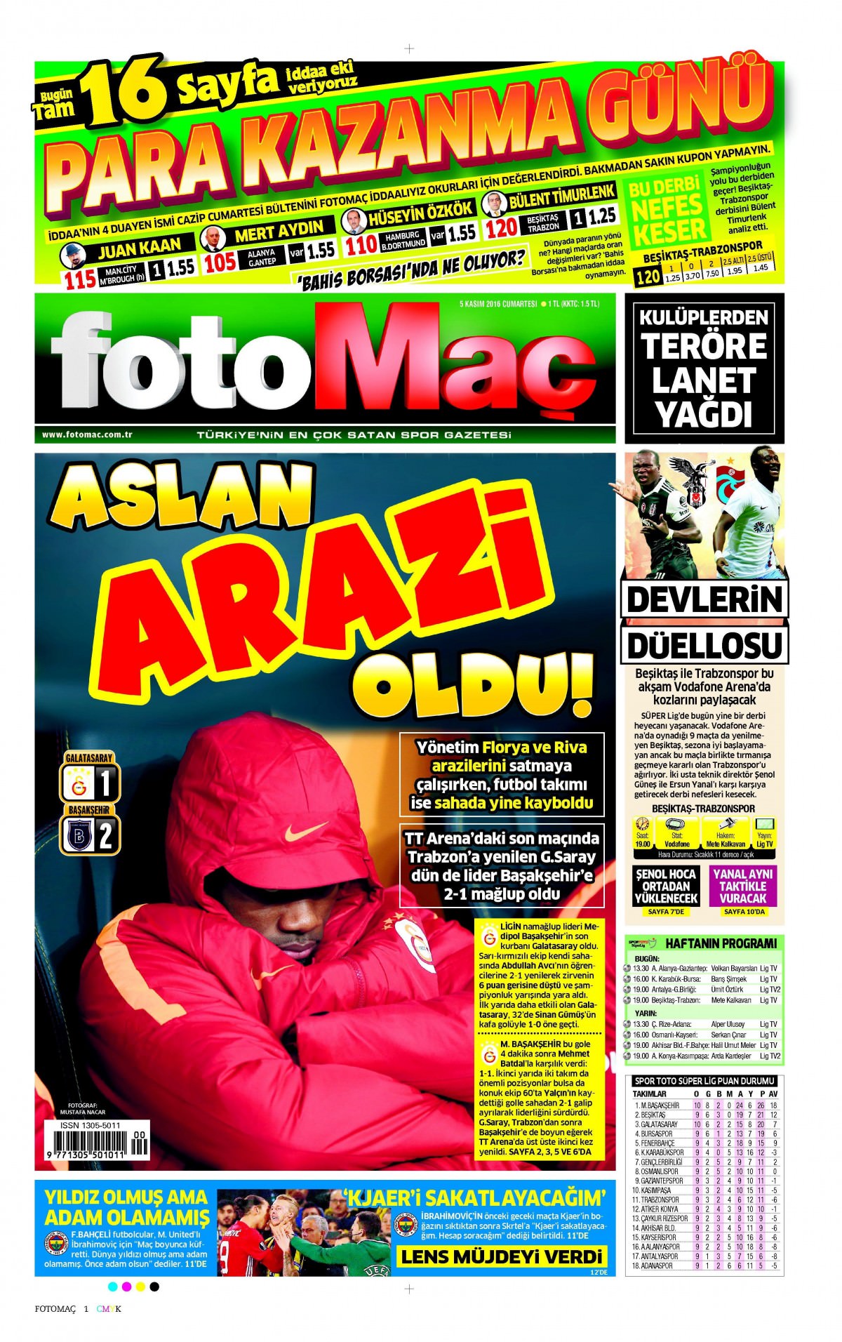 5 Kasım 2016 gazete manşetleri - 816