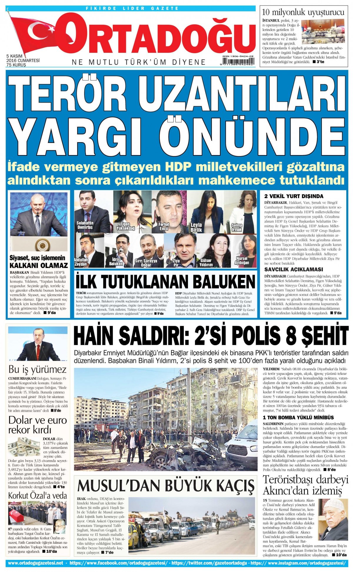 5 Kasım 2016 gazete manşetleri - 828