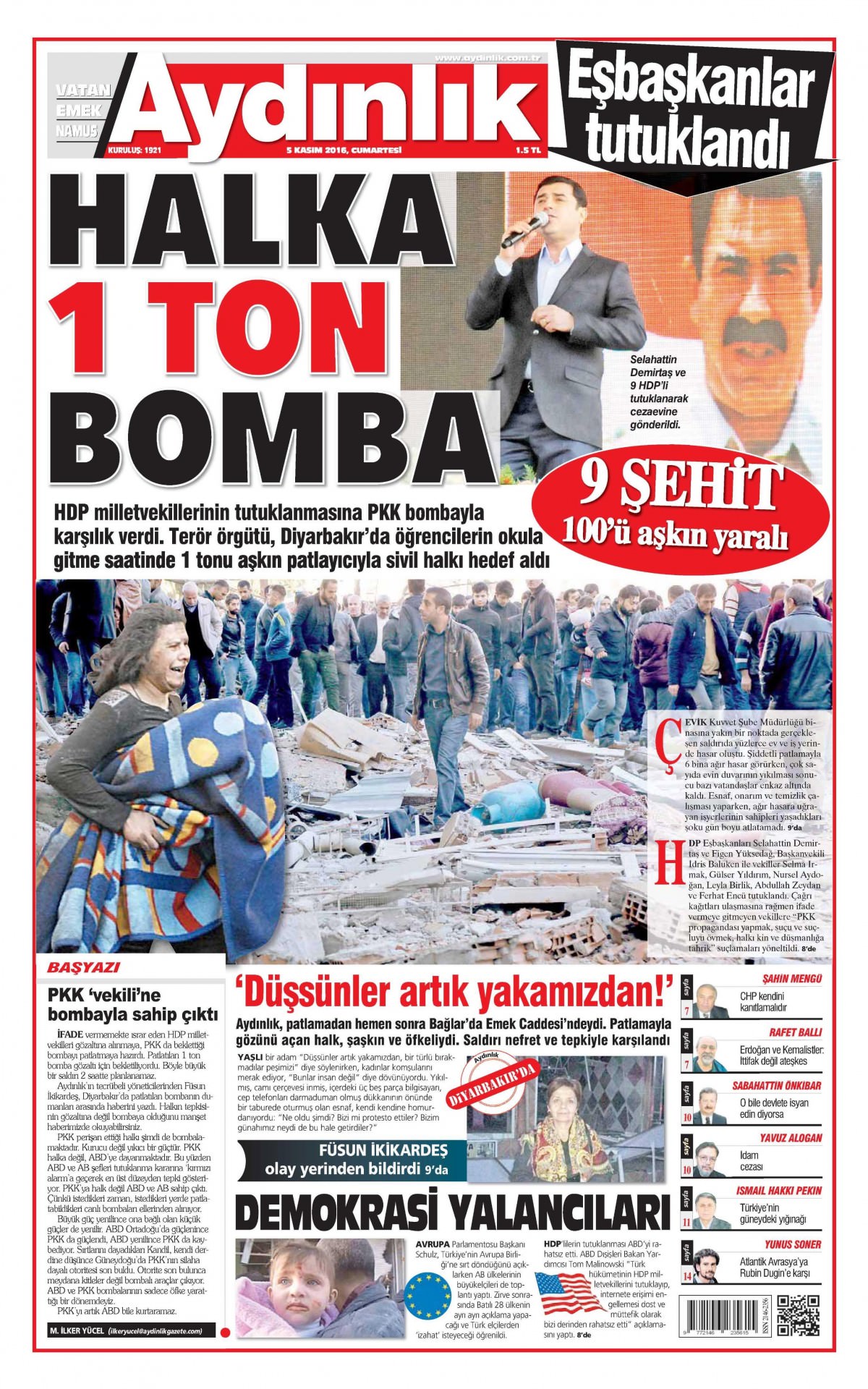 5 Kasım 2016 gazete manşetleri - 586