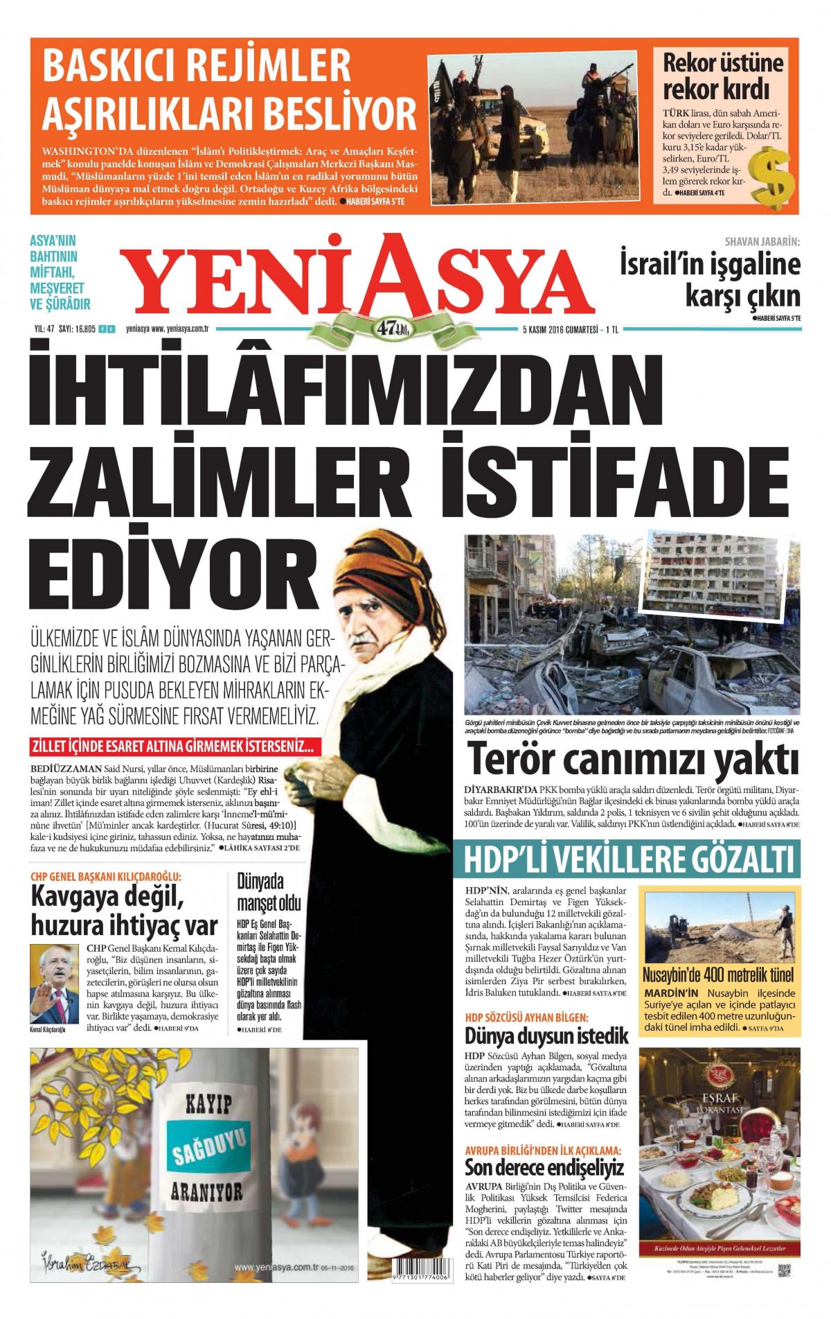 5 Kasım 2016 gazete manşetleri - 837