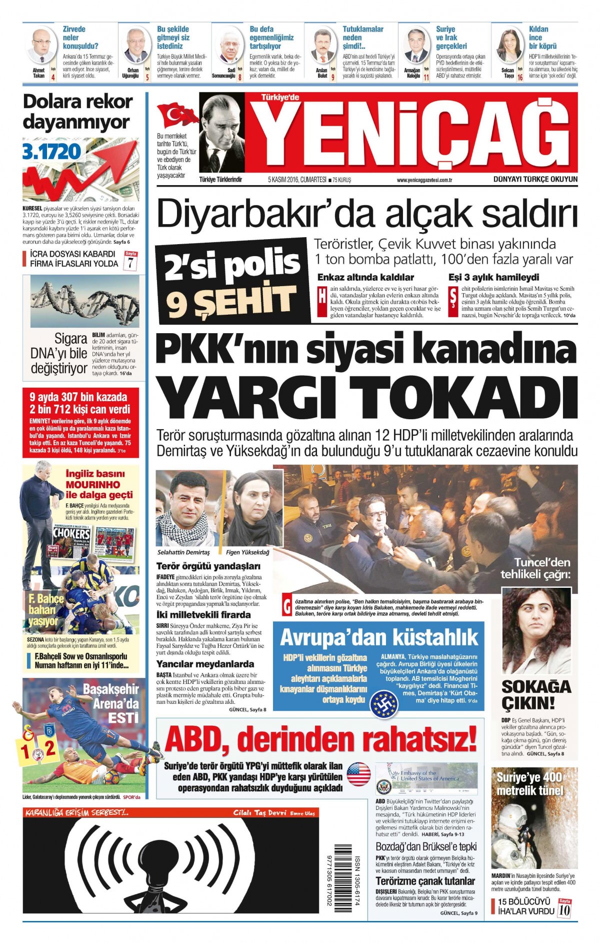 5 Kasım 2016 gazete manşetleri - 826