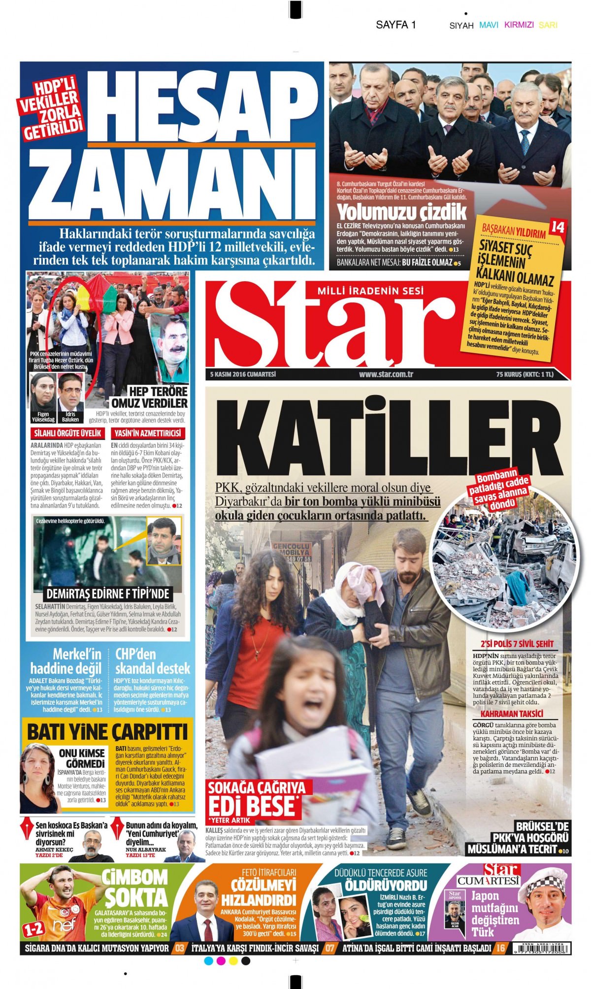 5 Kasım 2016 gazete manşetleri - 726