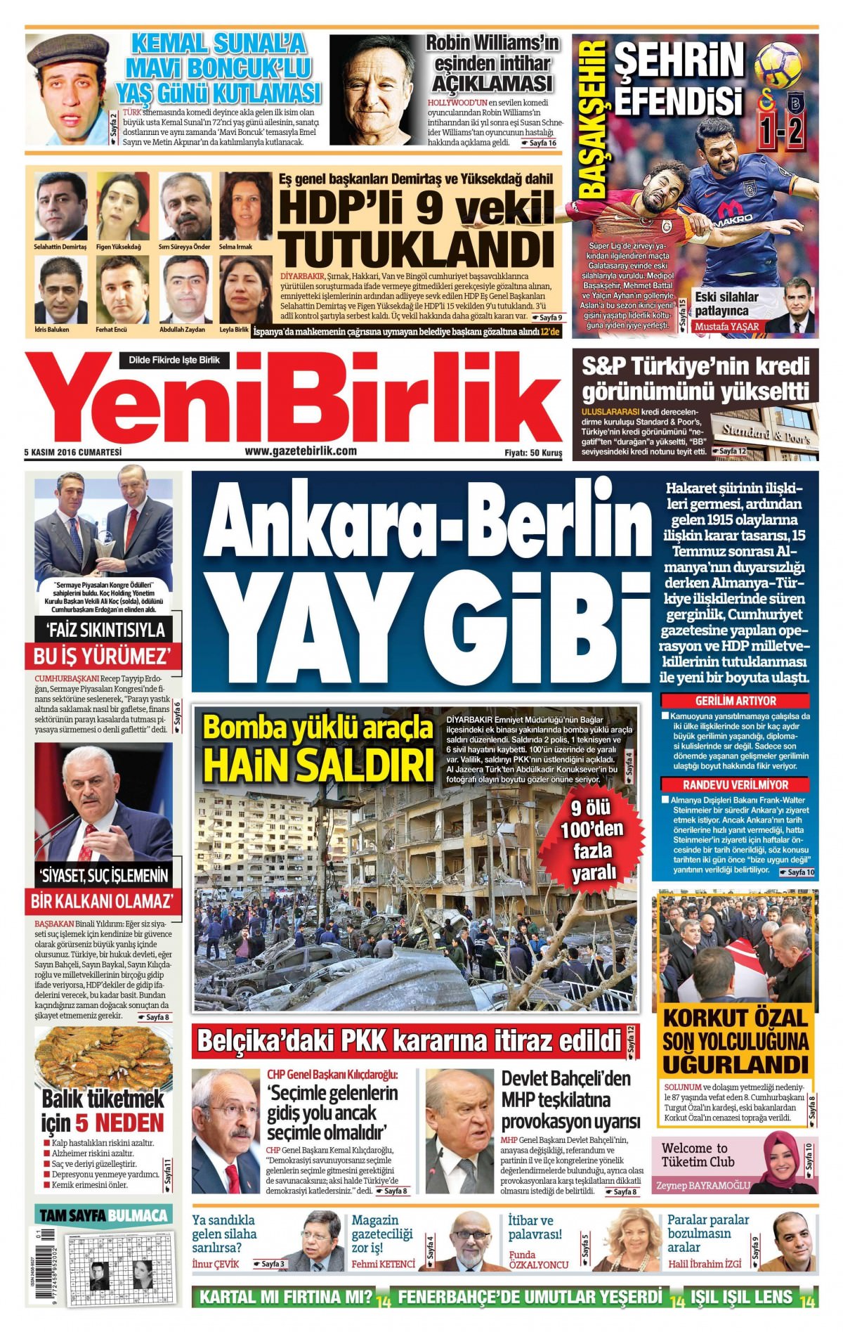 5 Kasım 2016 gazete manşetleri - 724