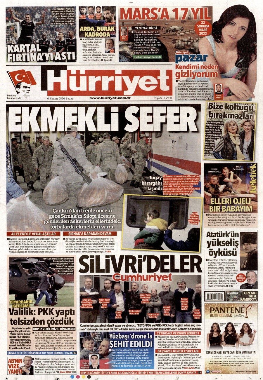 6 Kasım 2016 gazete manşetleri - 924