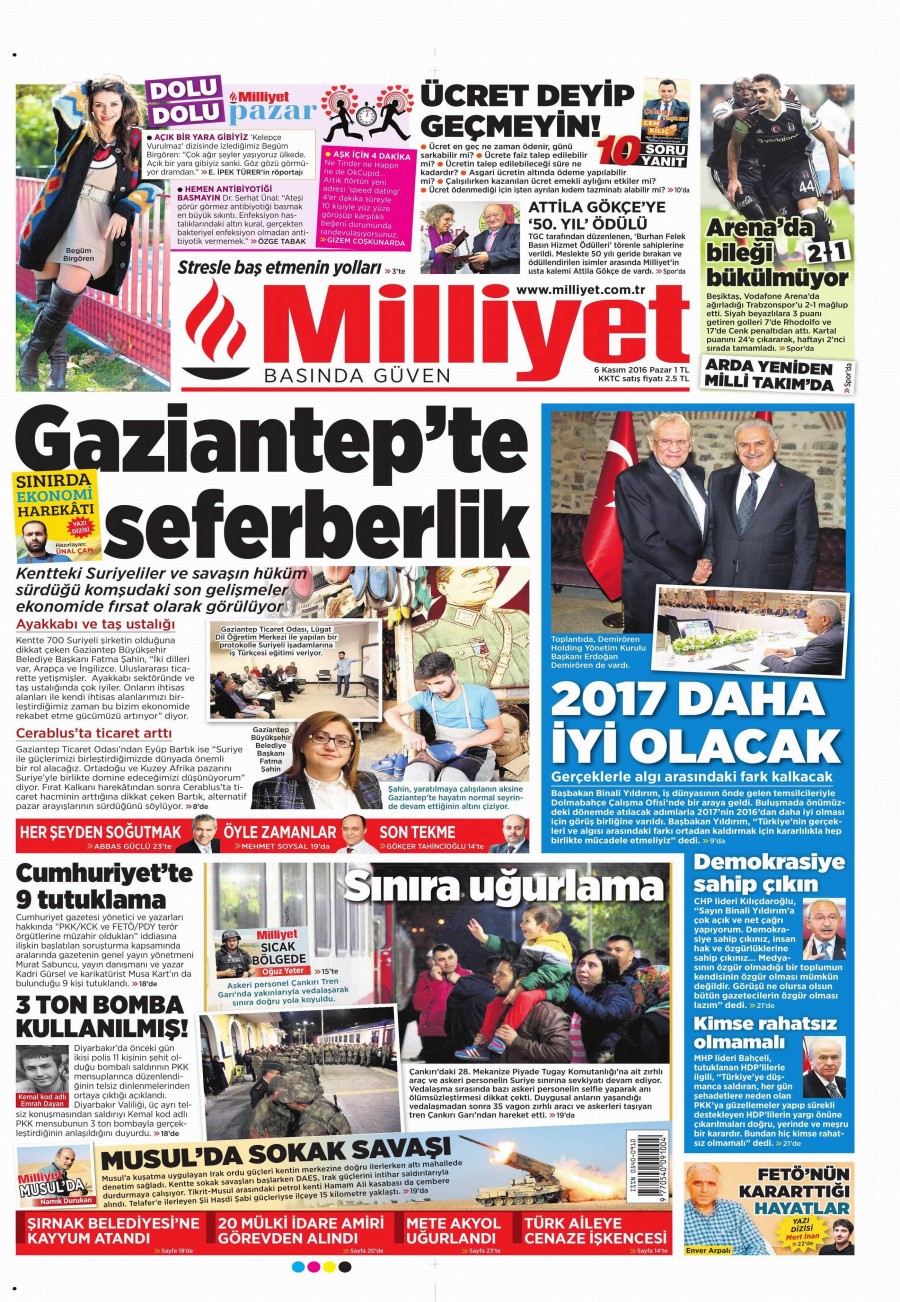 6 Kasım 2016 gazete manşetleri - 830