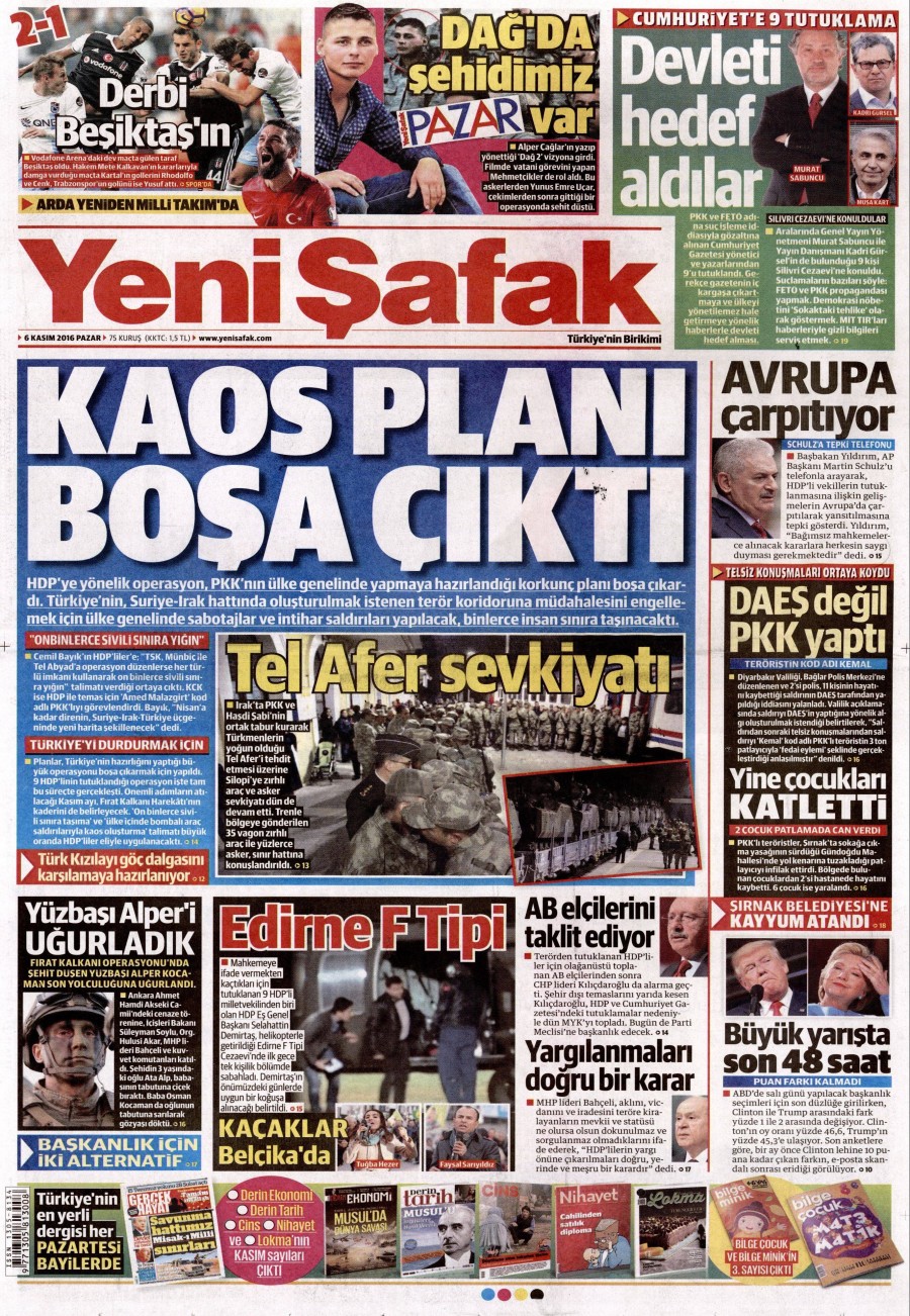 6 Kasım 2016 gazete manşetleri - 859