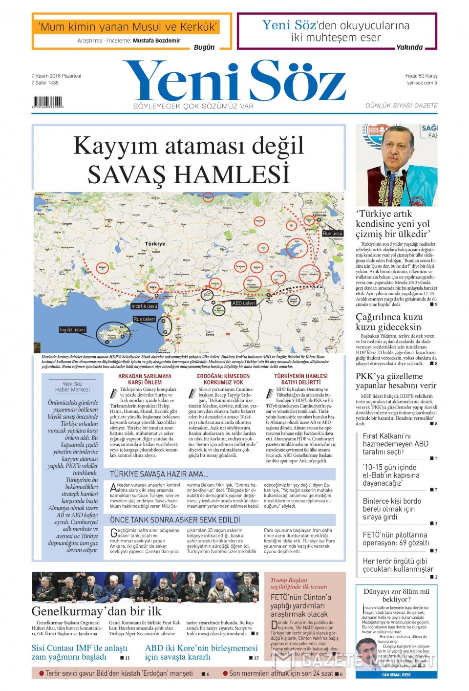 7 Kasım 2016 gazete manşetleri - 787