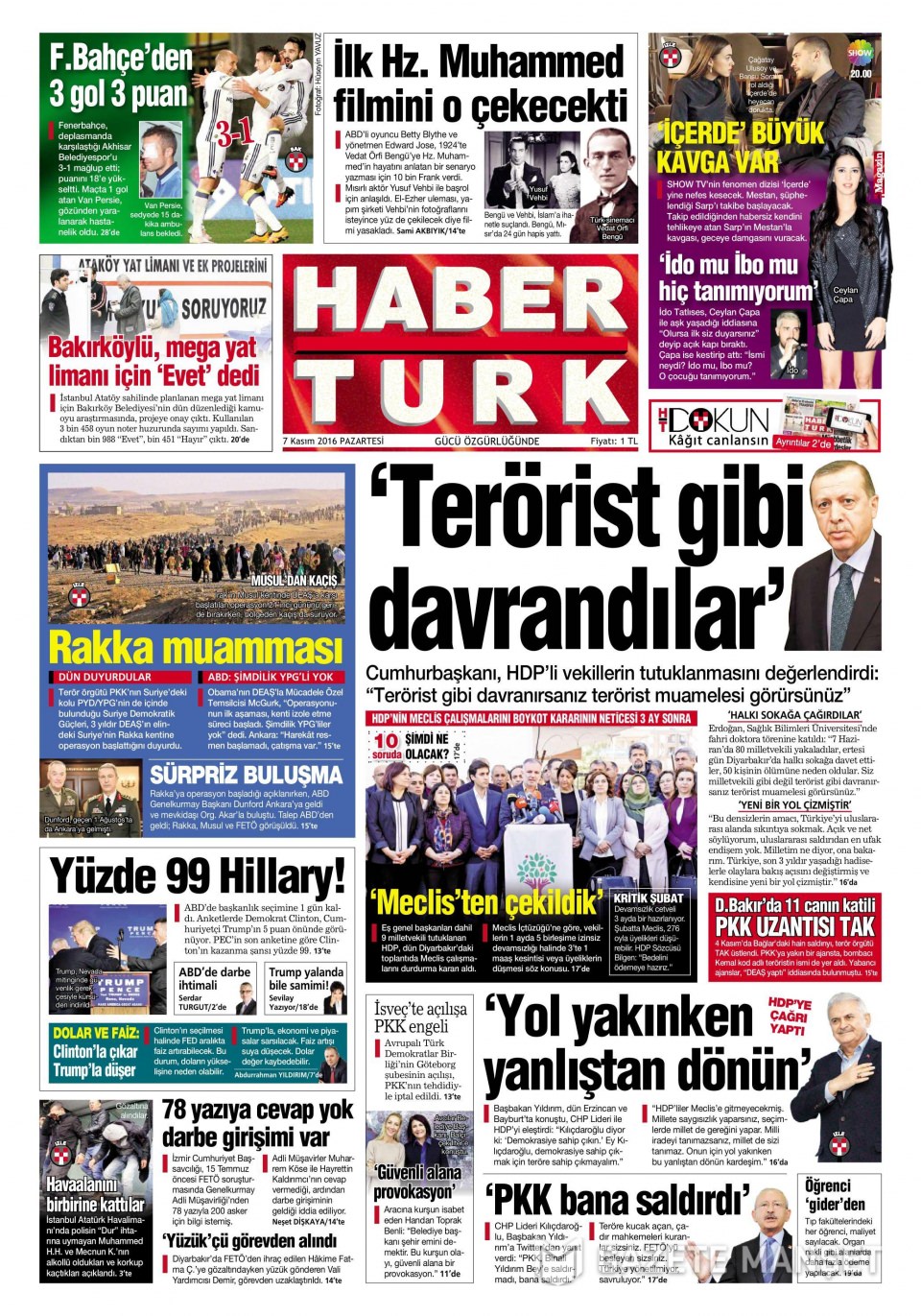 7 Kasım 2016 gazete manşetleri - 904