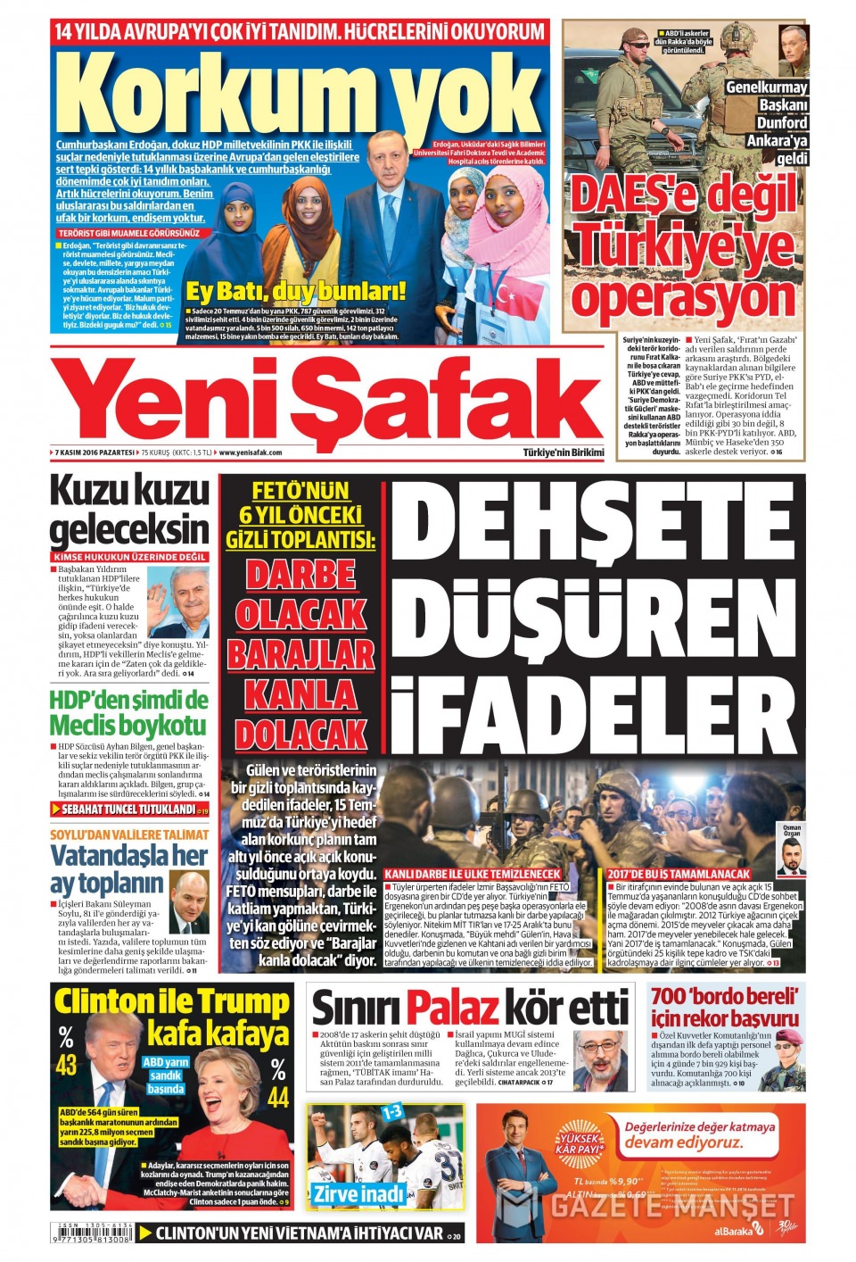 7 Kasım 2016 gazete manşetleri - 675