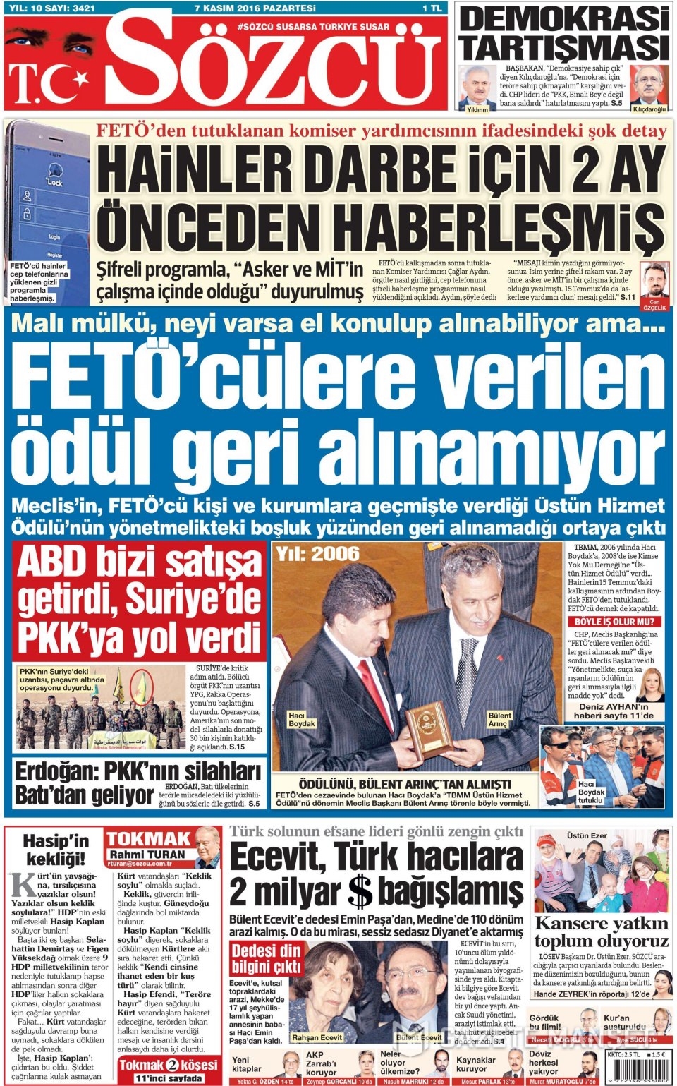 7 Kasım 2016 gazete manşetleri - 597