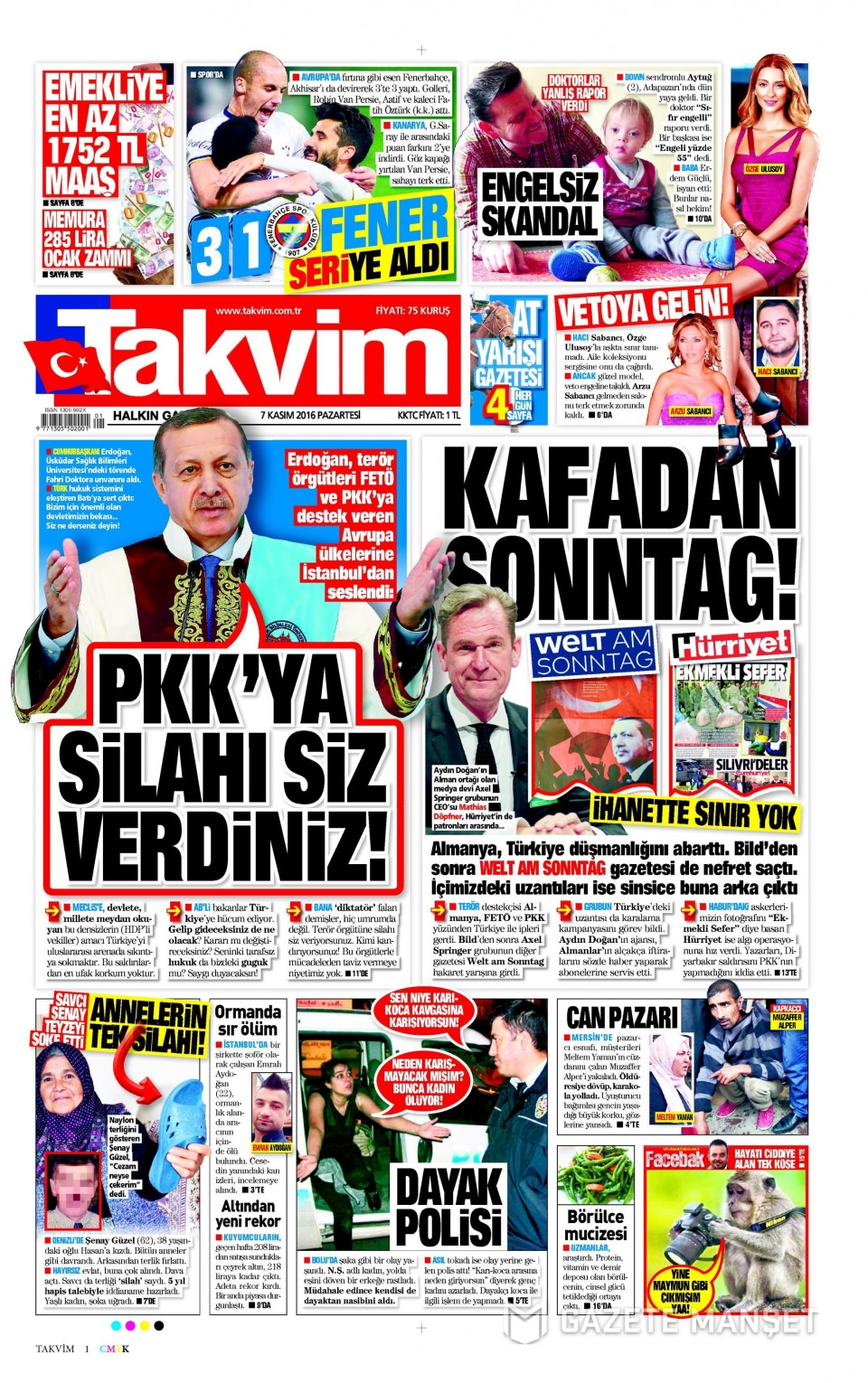 7 Kasım 2016 gazete manşetleri - 596