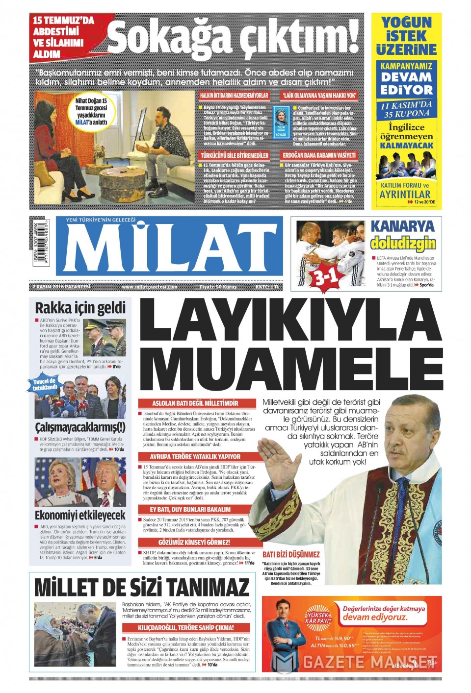 7 Kasım 2016 gazete manşetleri - 604