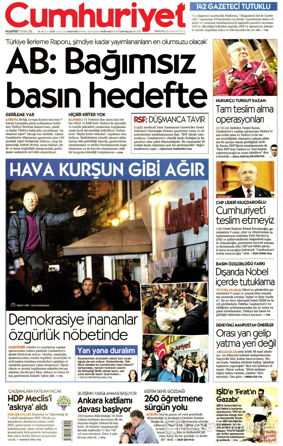 7 Kasım 2016 gazete manşetleri - 611