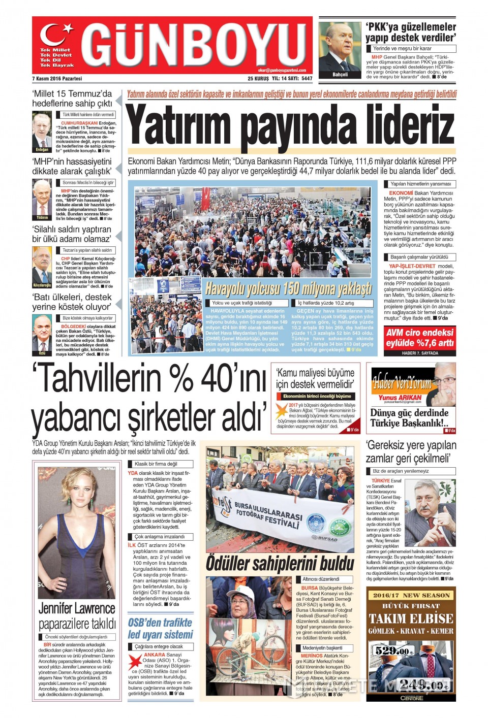 7 Kasım 2016 gazete manşetleri - 890