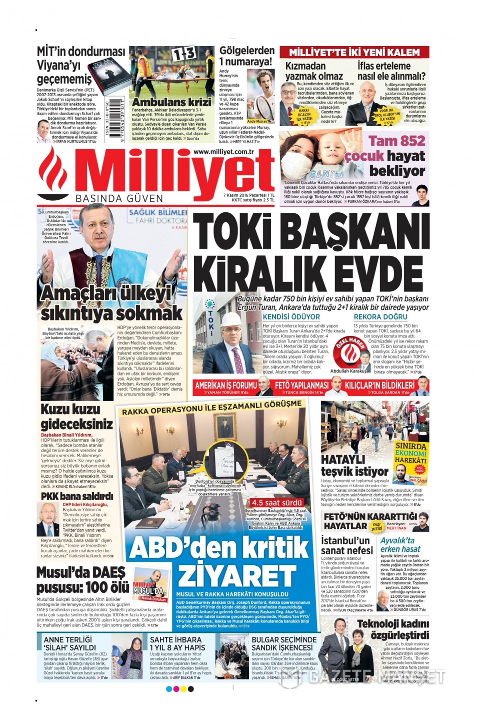 7 Kasım 2016 gazete manşetleri - 776