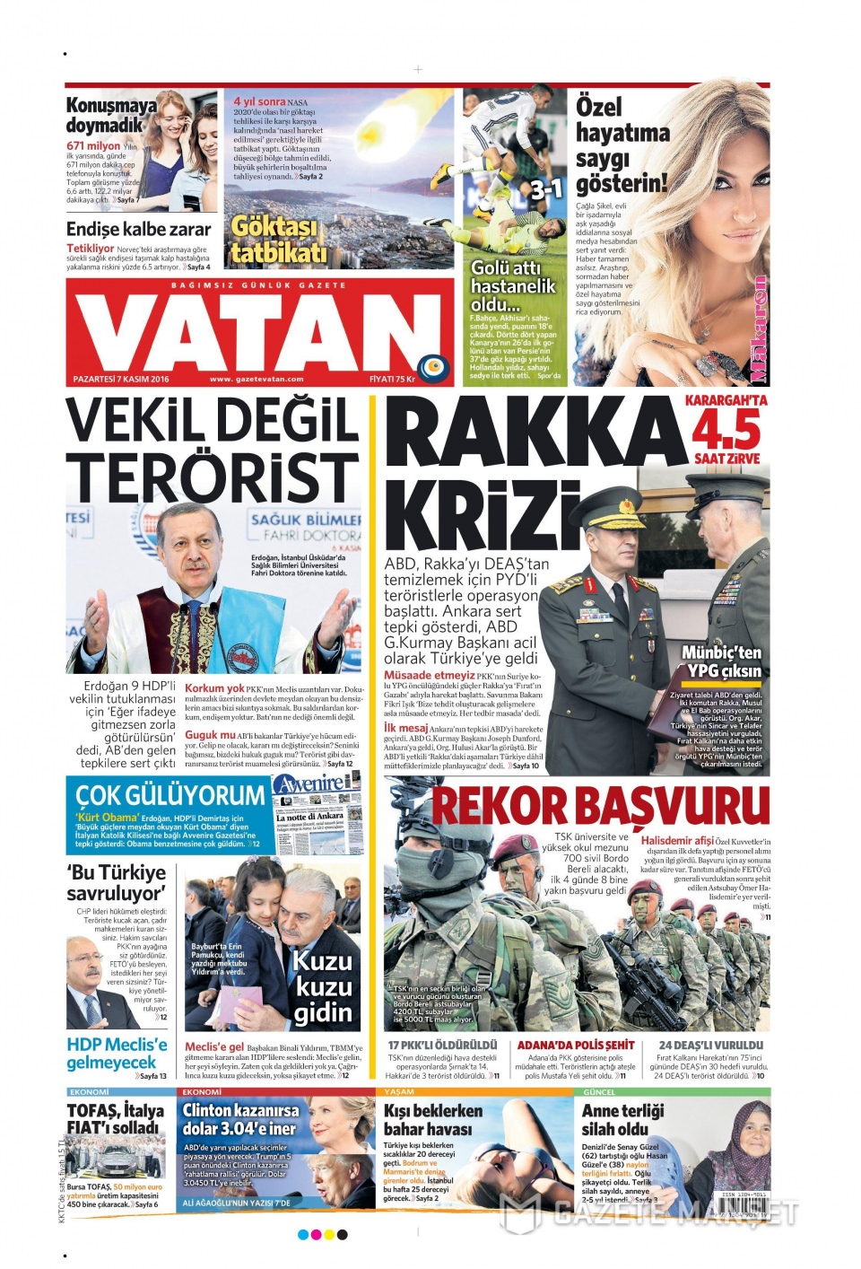 7 Kasım 2016 gazete manşetleri - 921