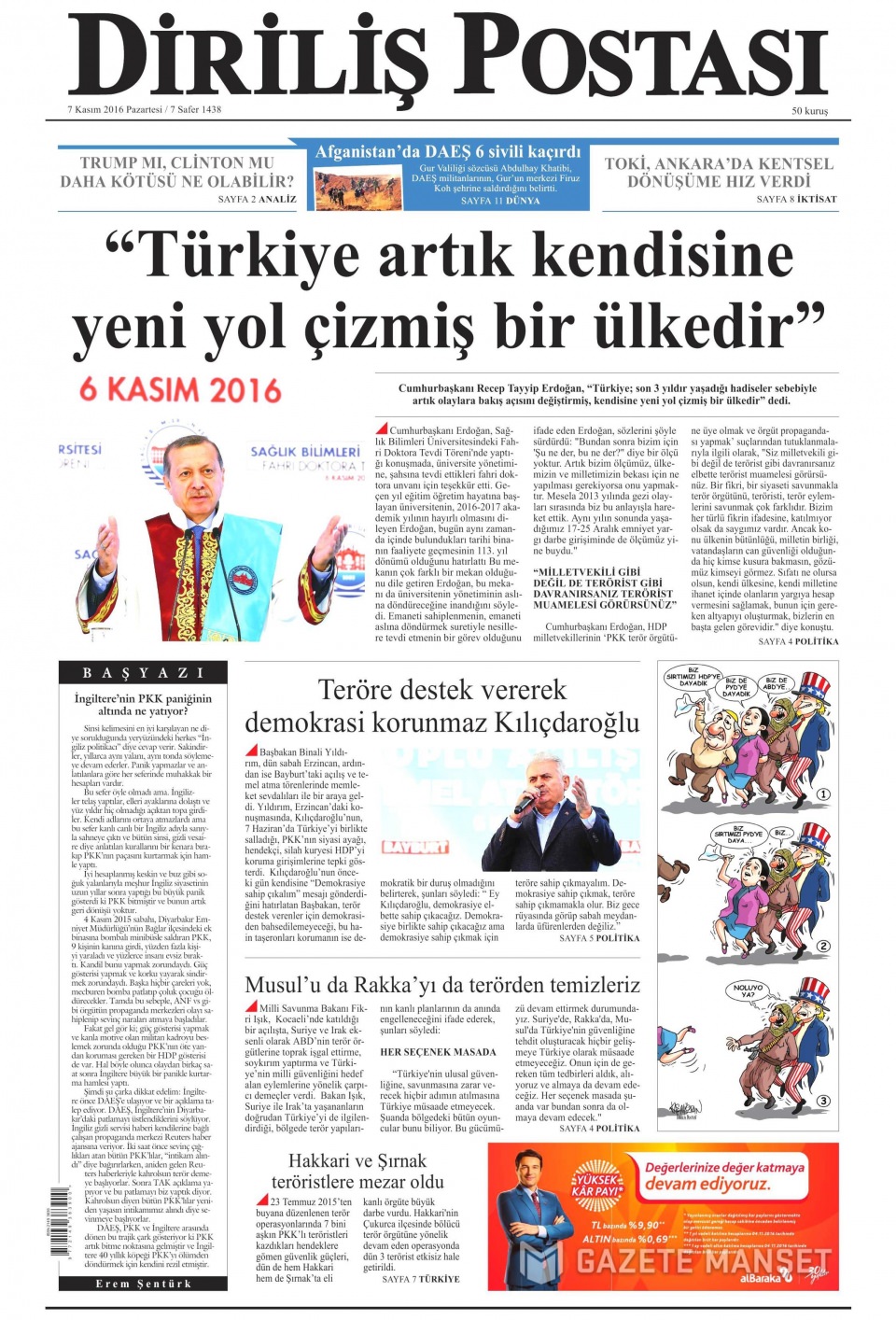 7 Kasım 2016 gazete manşetleri - 593