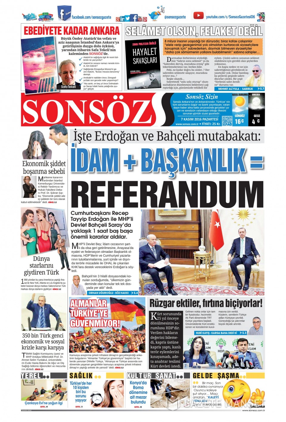 7 Kasım 2016 gazete manşetleri - 591