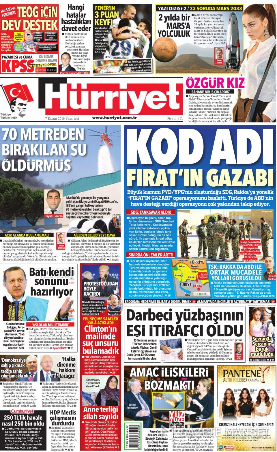 7 Kasım 2016 gazete manşetleri - 562